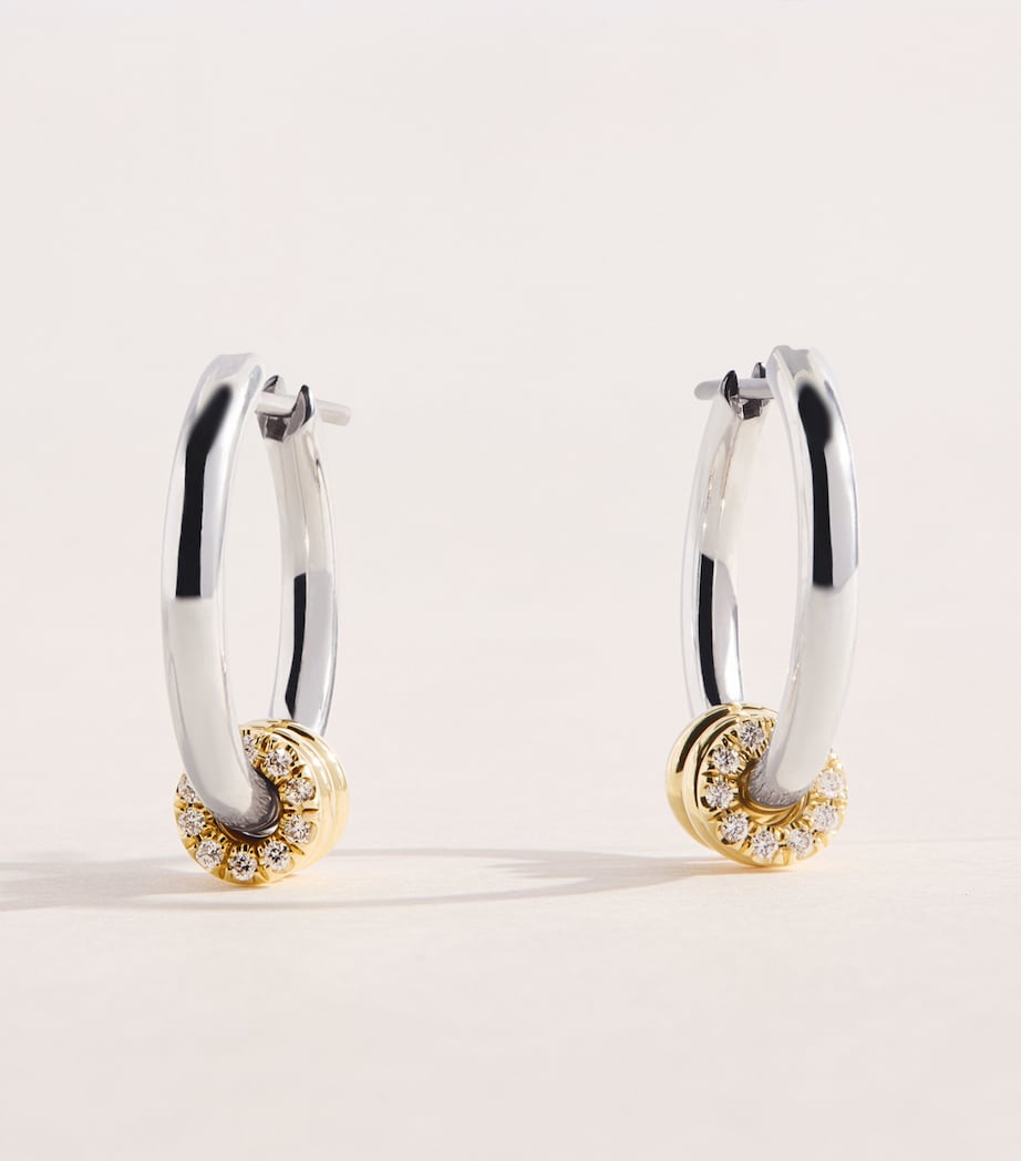 Spinelli Kilcollin Sterling Silver, Yellow Gold and Diamond Ara Deux Hoop Earrings Sterling Silver Image 1