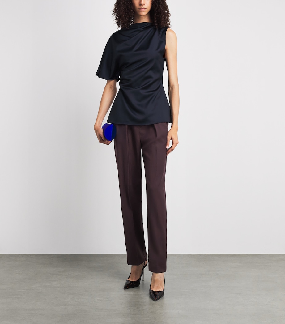 Roksanda Womens Satin Ragosta Tailored Trousers Burgundy Image 2