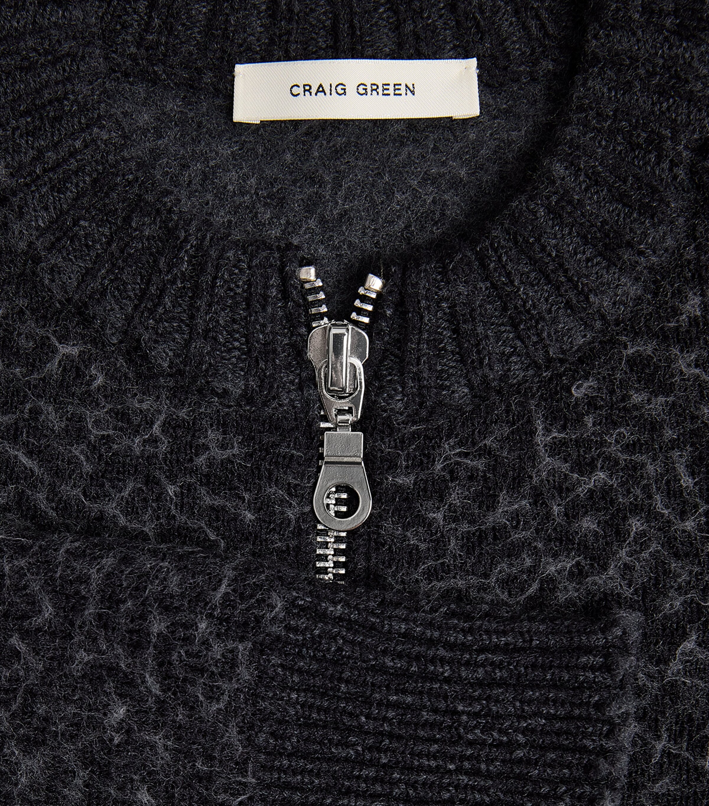 Craig Green Mens Wool-Blend Zip-Up Sweater Black/ Dark Grey Image 6