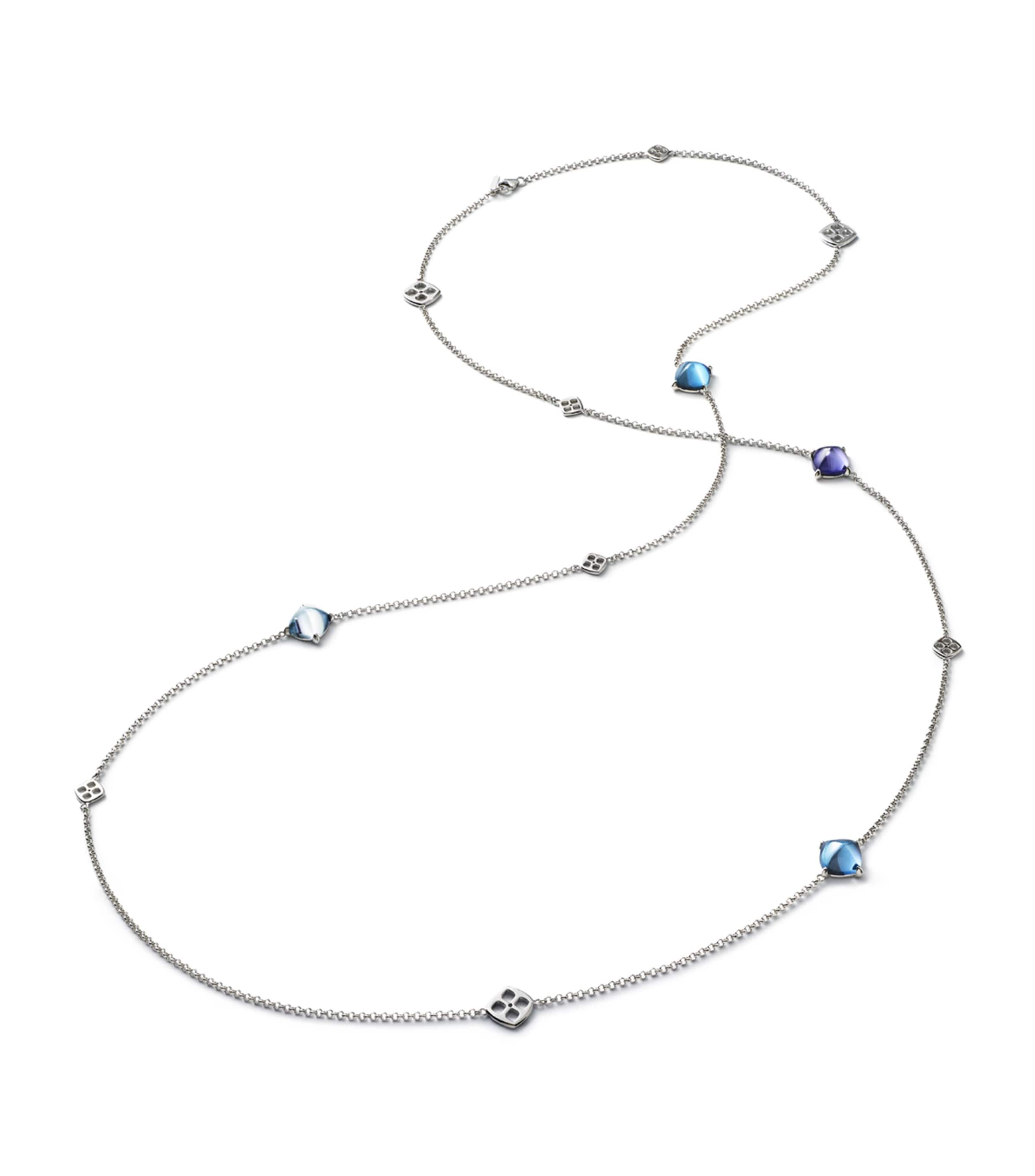 Shop Baccarat Sterling Silver And Crystal Médicis Mirror Long Necklace In Turquoise