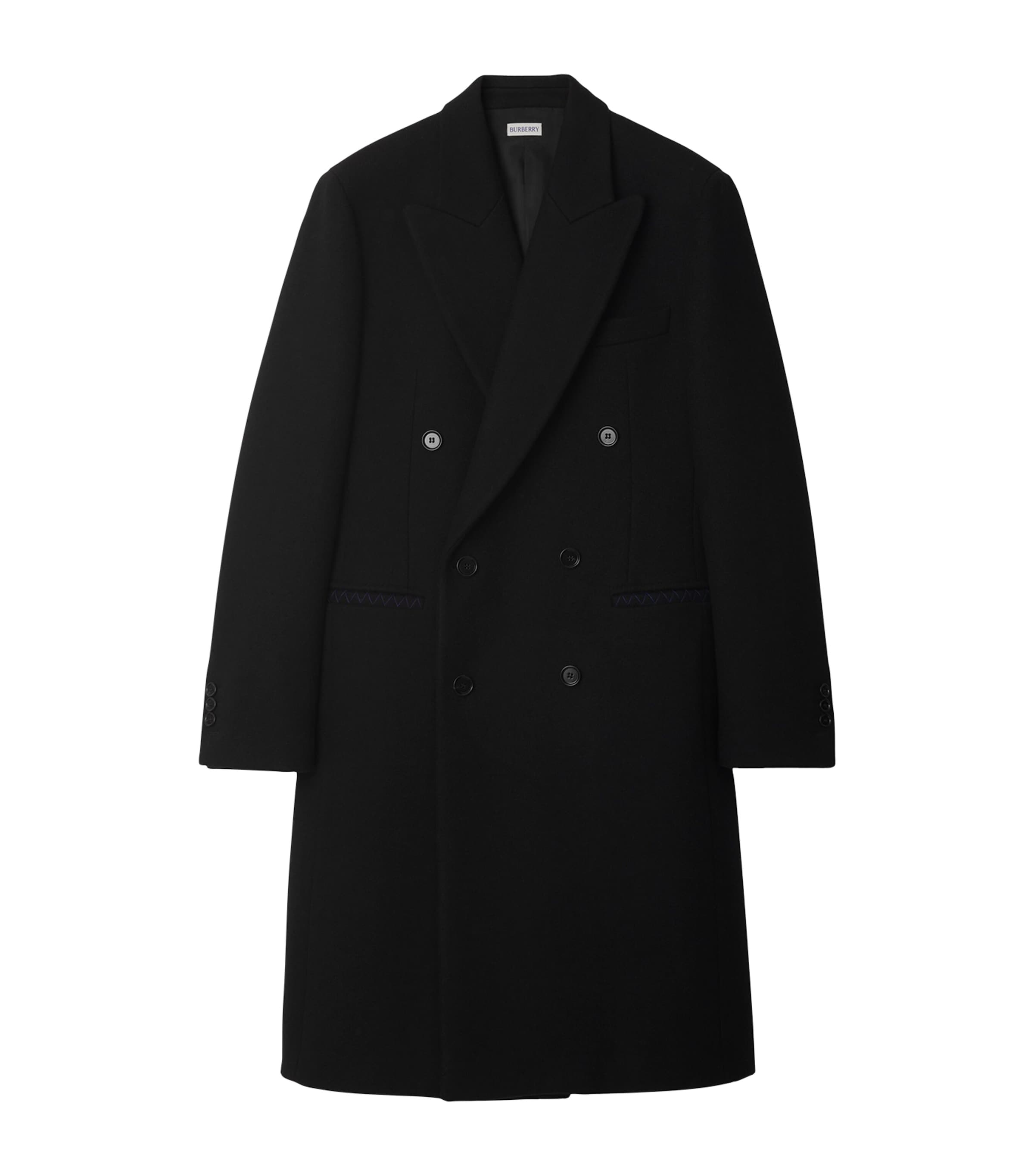 Burberry Wool Double-breasted Tailored Coat In Black