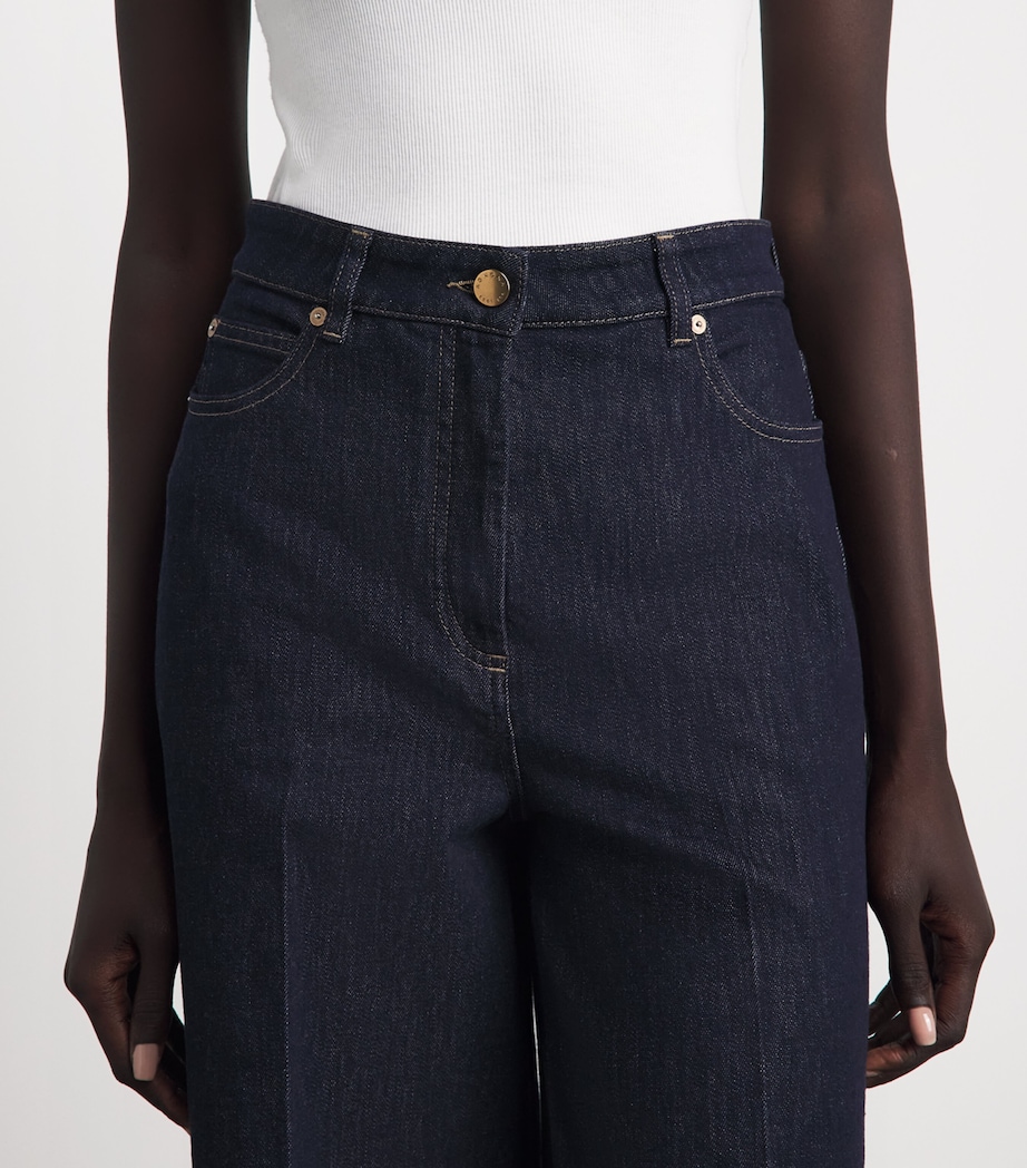 Agnona Womens Cotton-Cashmere Straight Jeans Blue Night Image 3