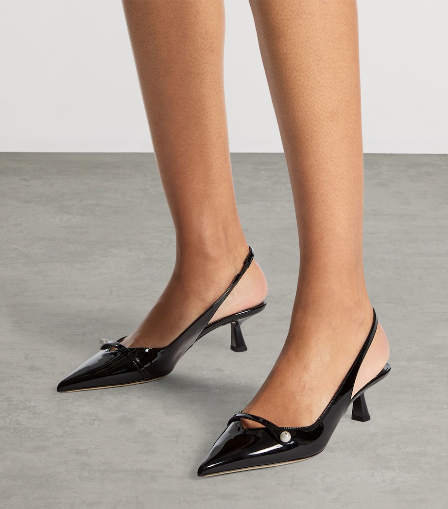 Jimmy Choo Womens Amita 45 Leather Slingback Pumps Black Image 2