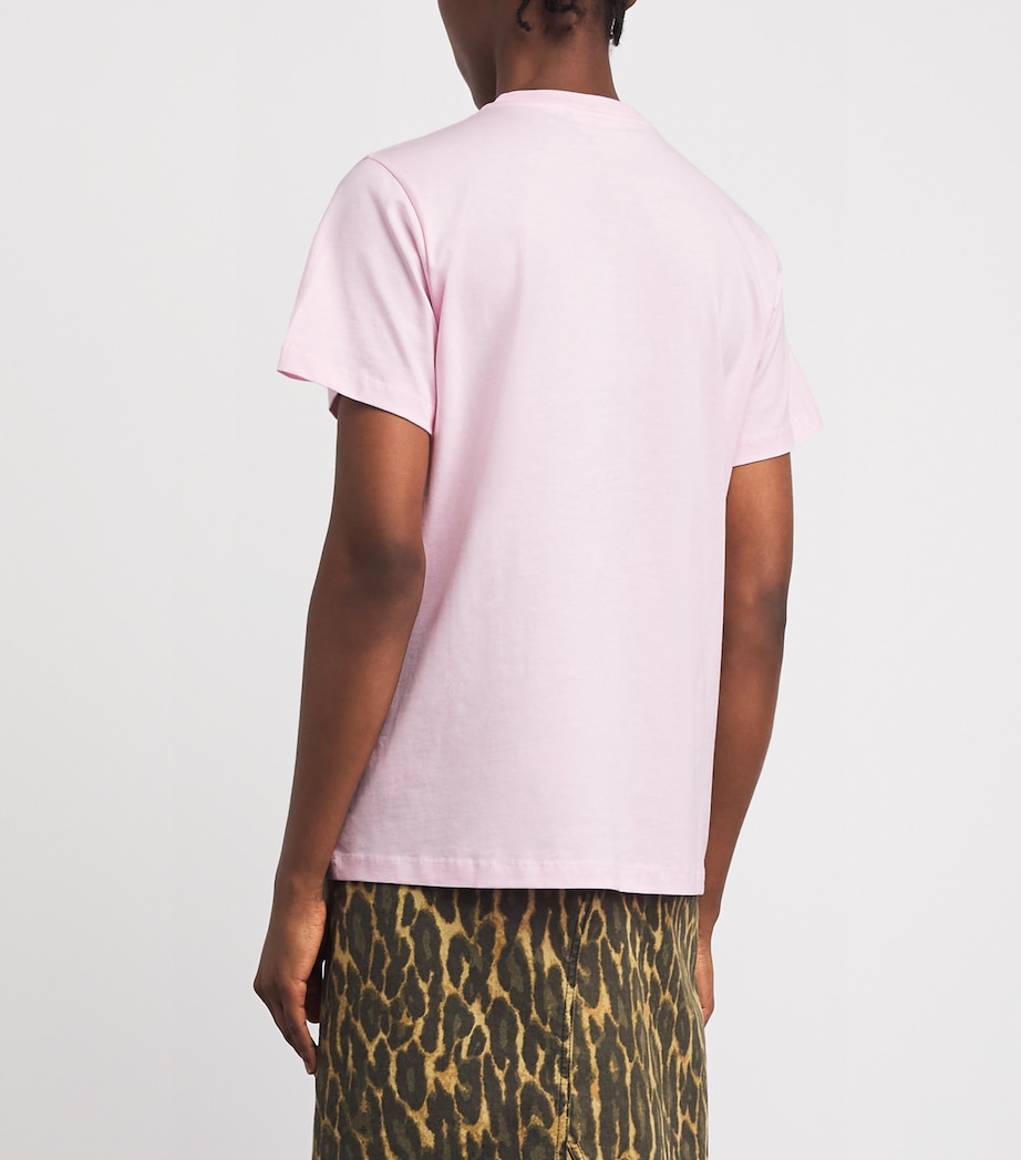GANNI Womens Organic Cotton Logo T-Shirt Chalk Pink Image 5