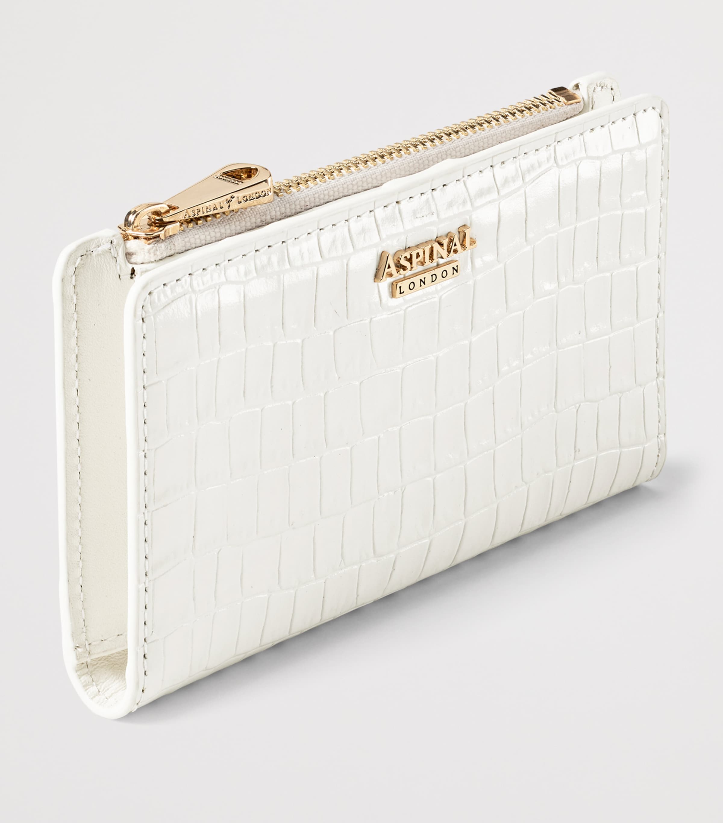 Aspinal Of London Croc-Embossed Leather Mayfair Wallet Chalk White Image 3