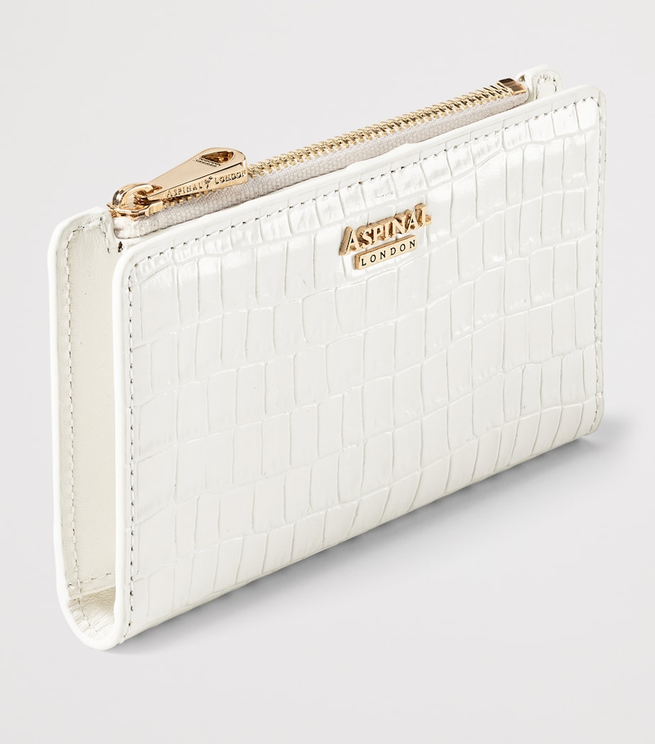 Croc-Embossed Leather Mayfair Wallet CHALK WHITE Image 3