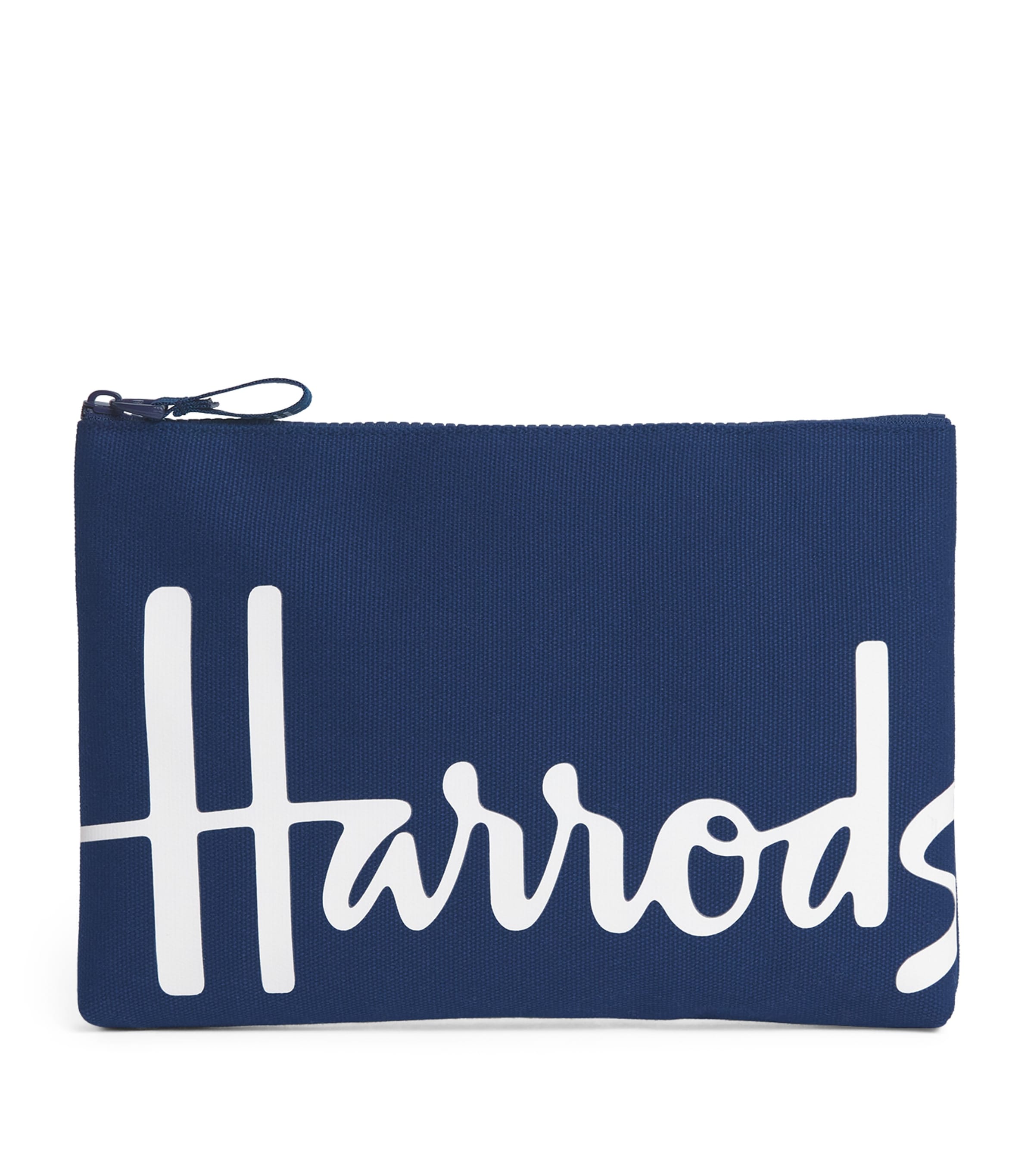 Harrods Medium Cotton Logo Pouch In Navy