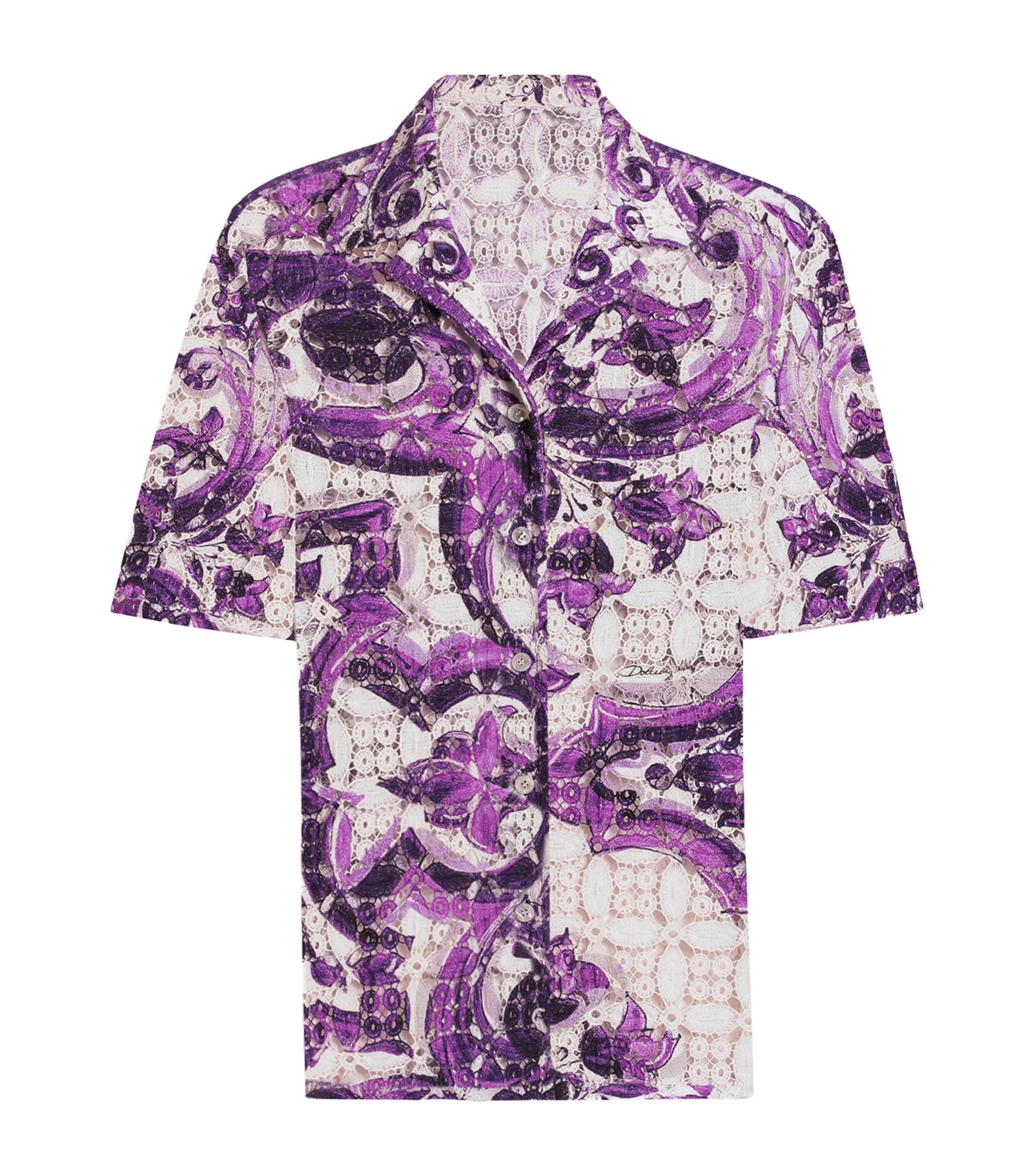 Dolce & Gabbana Crochet Majolica Print Shirt In Multi