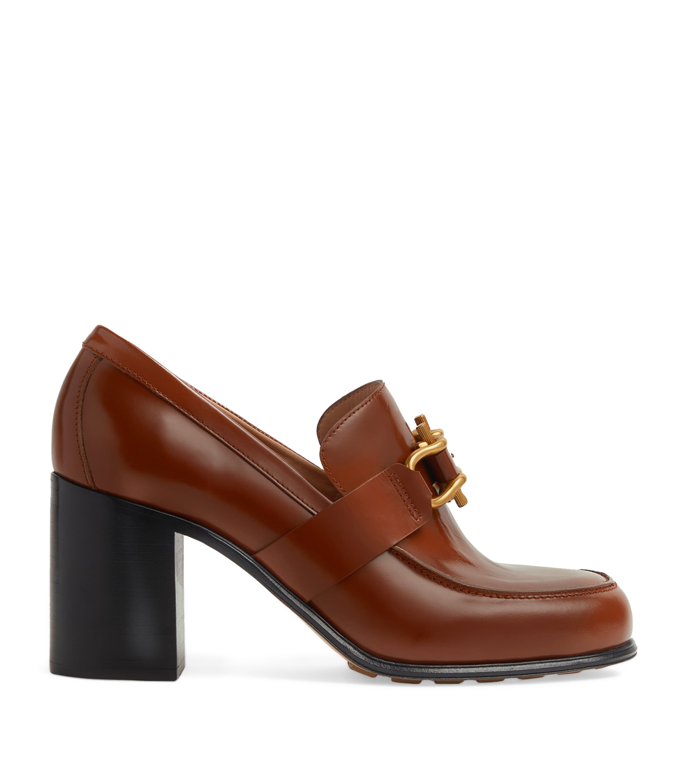 Bottega Veneta Monsieur Calfskin Leather Bit Pumps In Brown Sugar