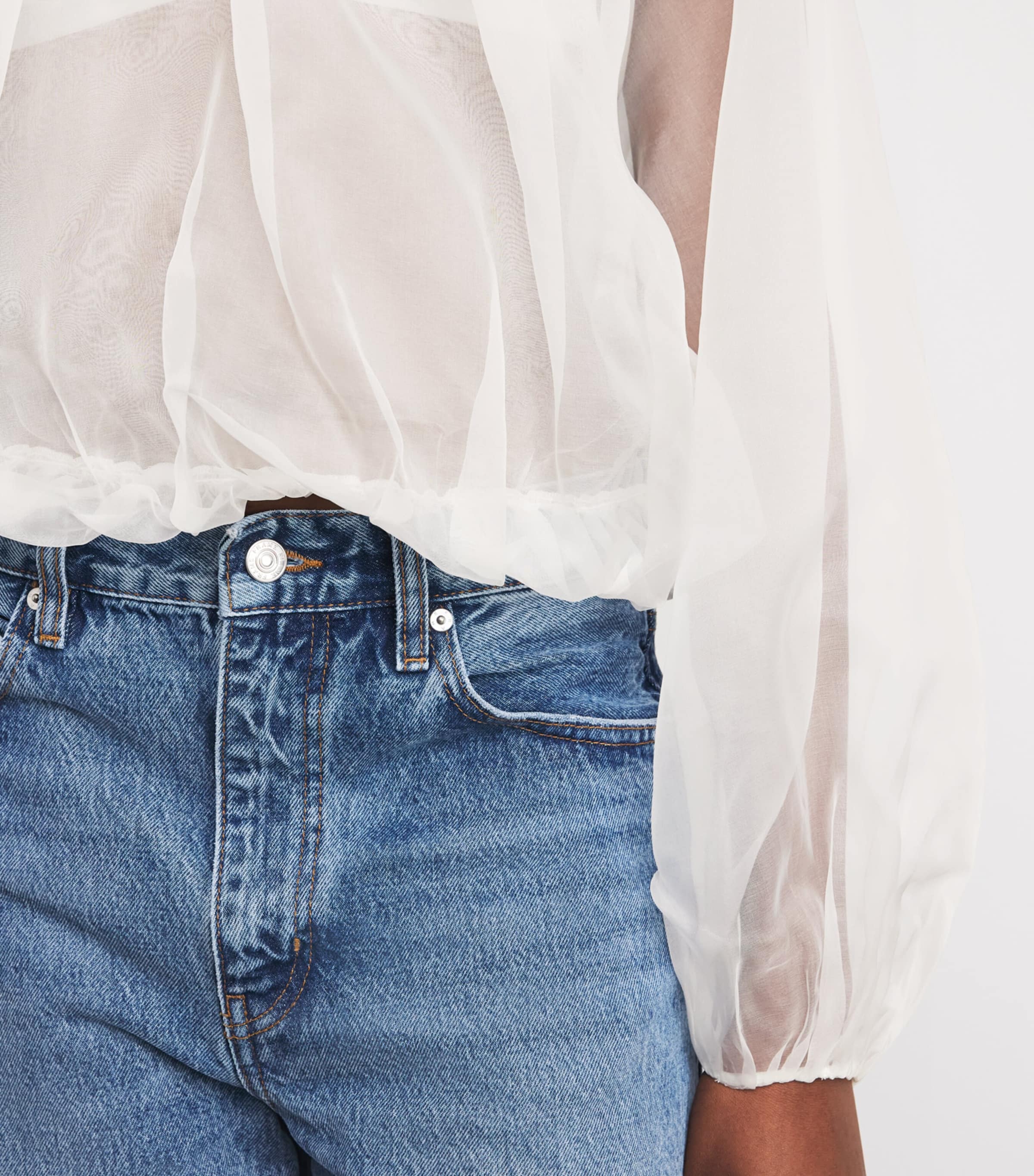 FRAME Womens Silk Balloon Blouse Crea Cream Image 3