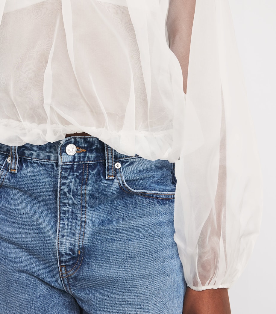 FRAME Womens Silk Balloon Blouse Crea Cream Image 3