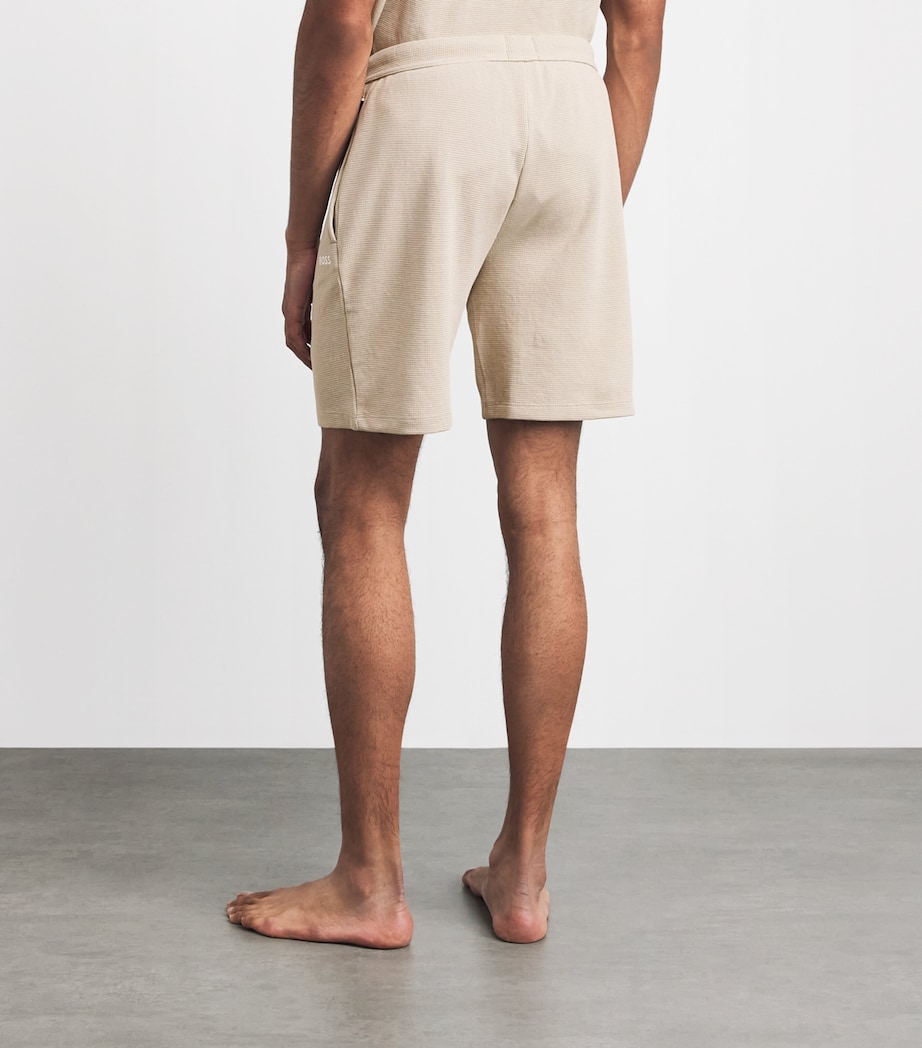 BOSS Mens Cotton-Blend Waffle-Knit Shorts Light Beige Image 5