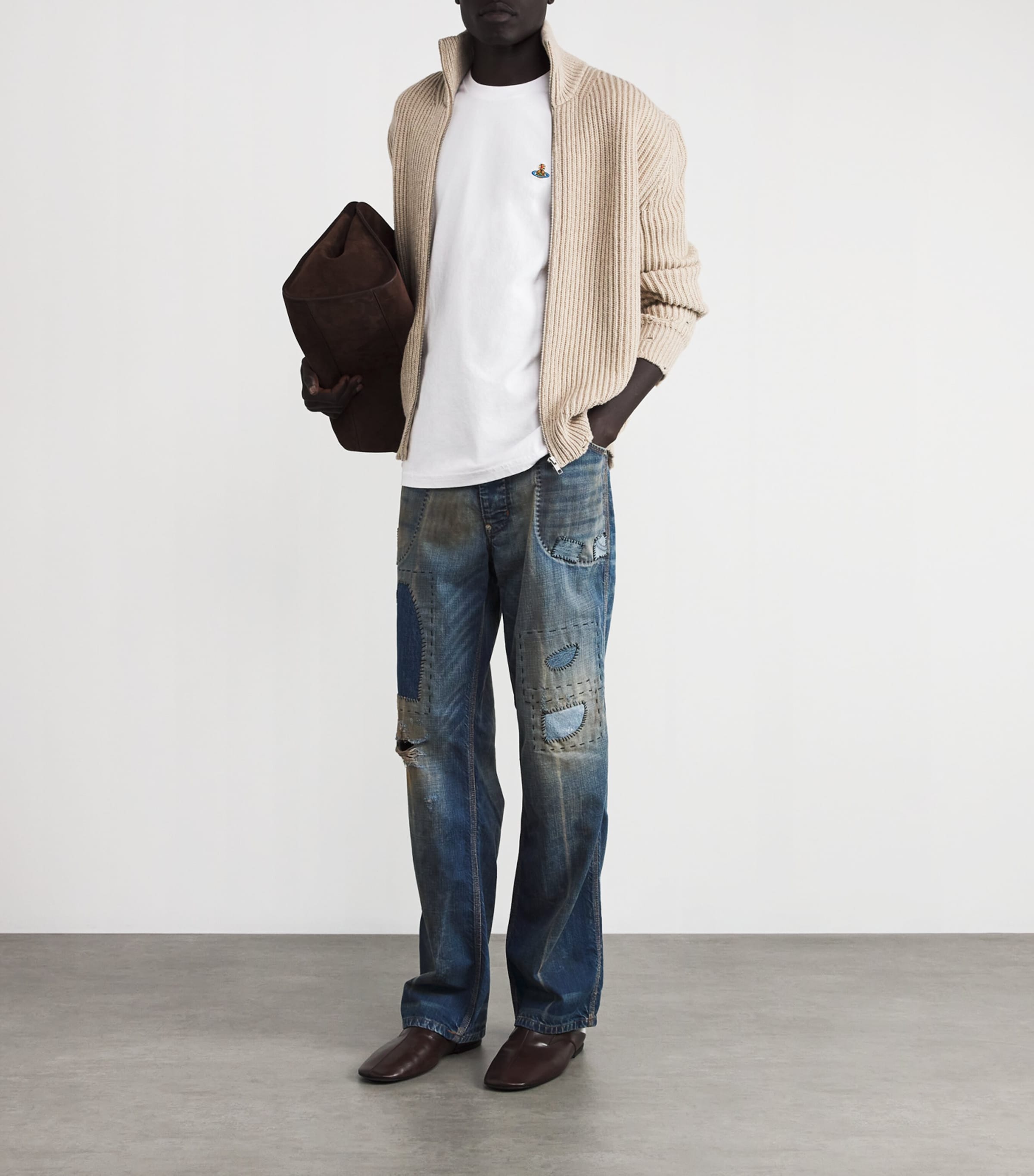 Organic Cotton Drawn-On Orb T-Shirt A401 WHITE Image 2