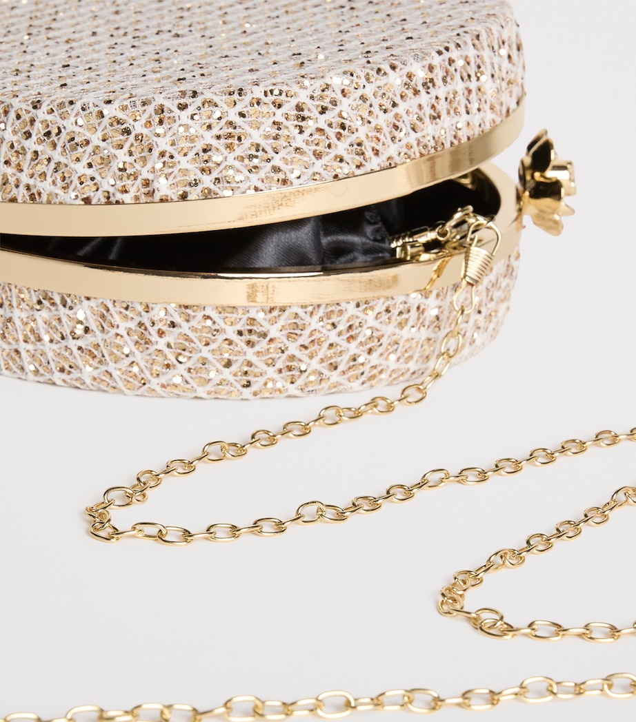 Sequinned Diamond Round Bag M-GOLD Image 3