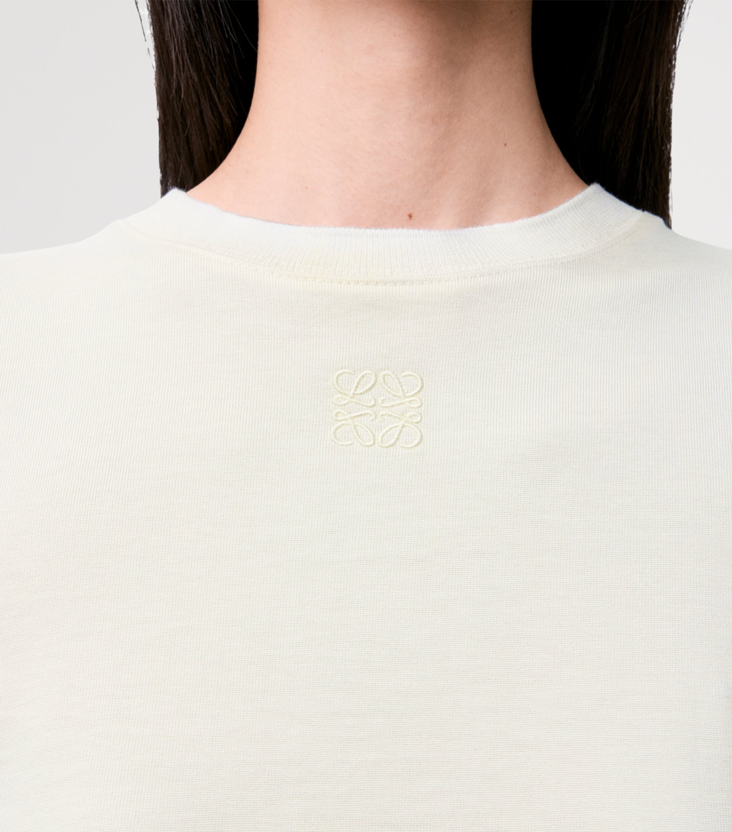 LOEWE Womens Stretch-Cotton Anagram T-Shirt Vanilla Image 5