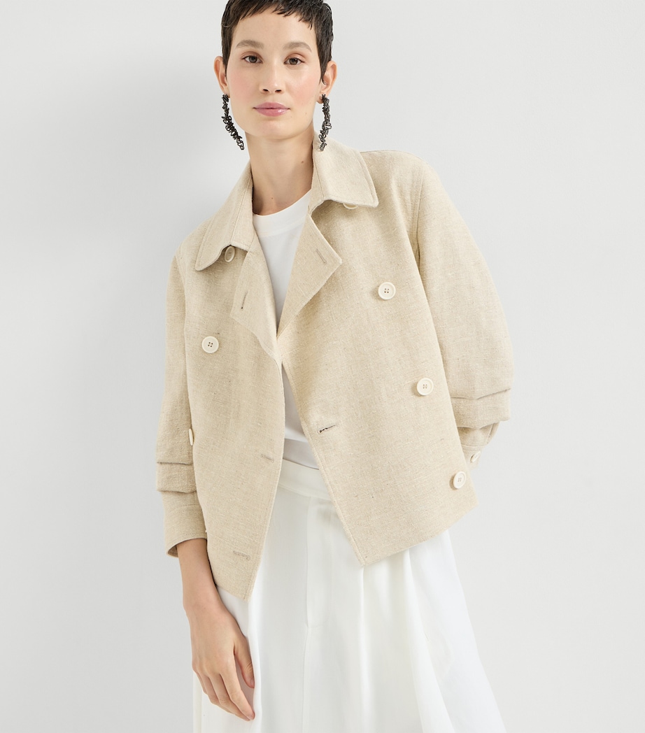 Linen-Blend Pea Coat C001 Image 4