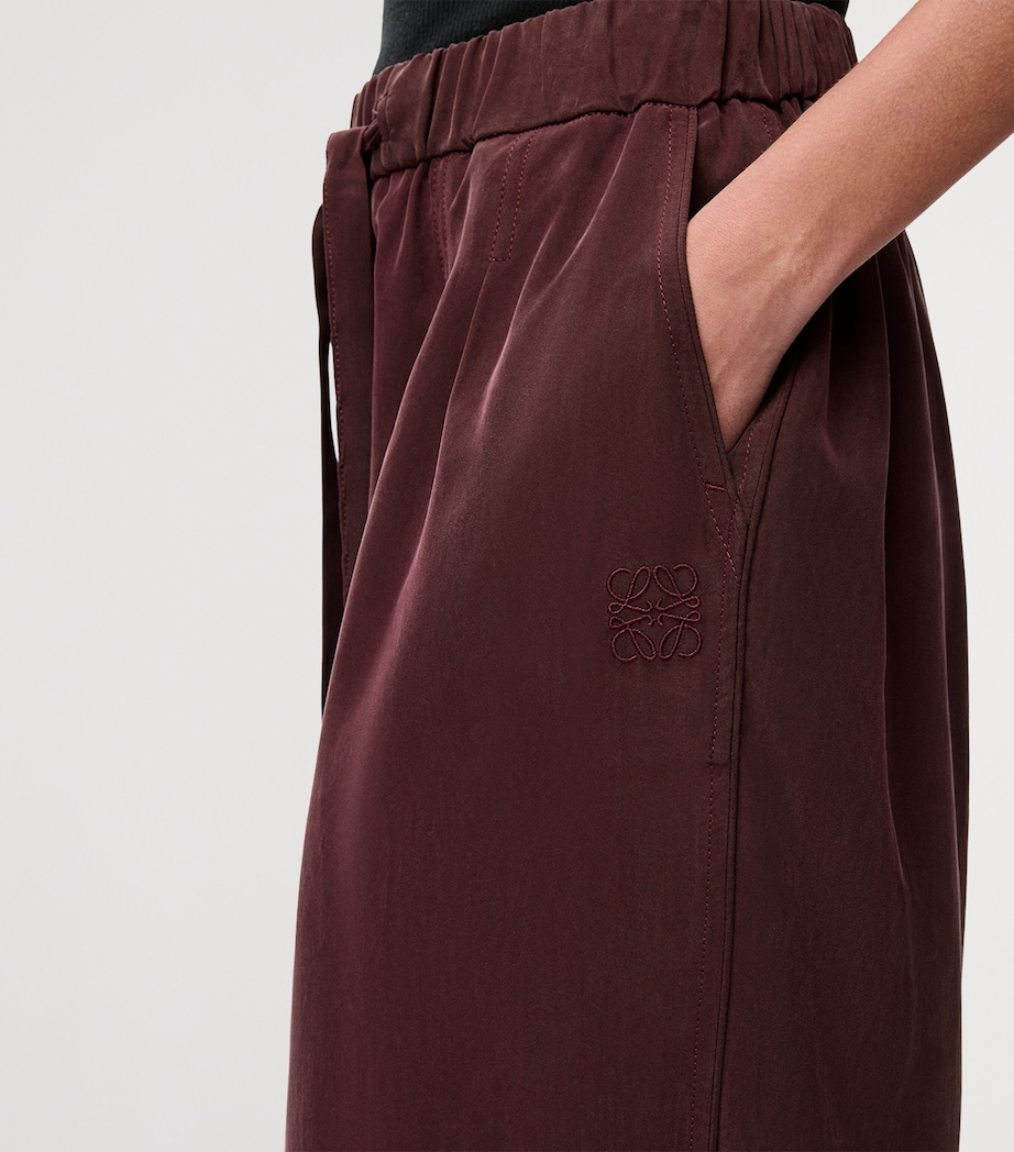 Silk-Blend Pyjama Trousers BURGUNDY Image 4