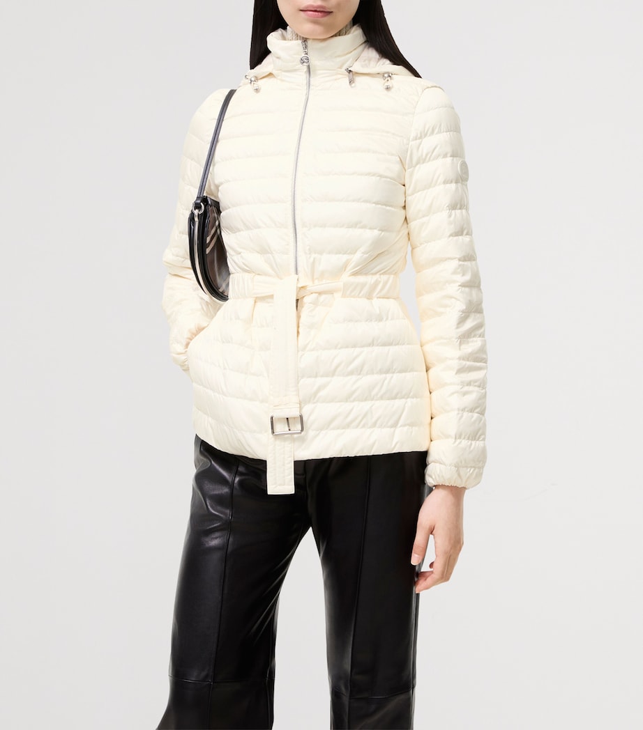 Burberry Womens Belted Puffer Jacket Tundra White Image 2