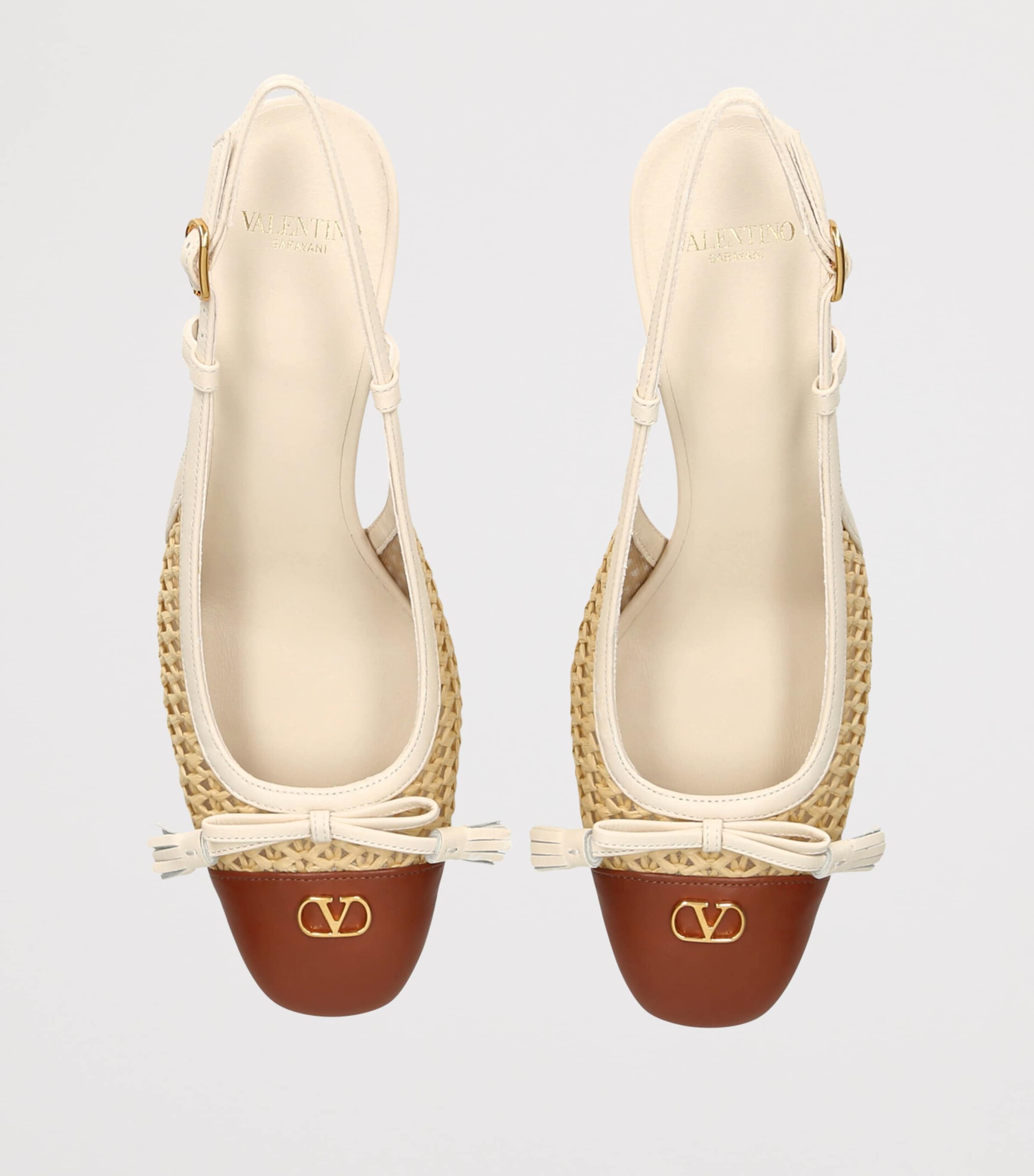 Valentino Garavani Raffia Valet du Roi Slingback Pumps 60 Cream Comb Image 4