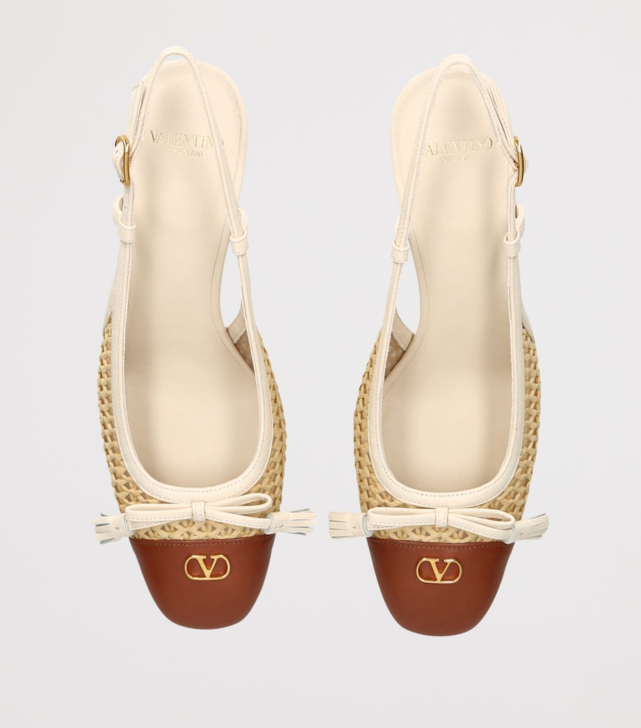 Valentino Garavani Raffia Valet du Roi Slingback Pumps 60 Cream Comb Image 4