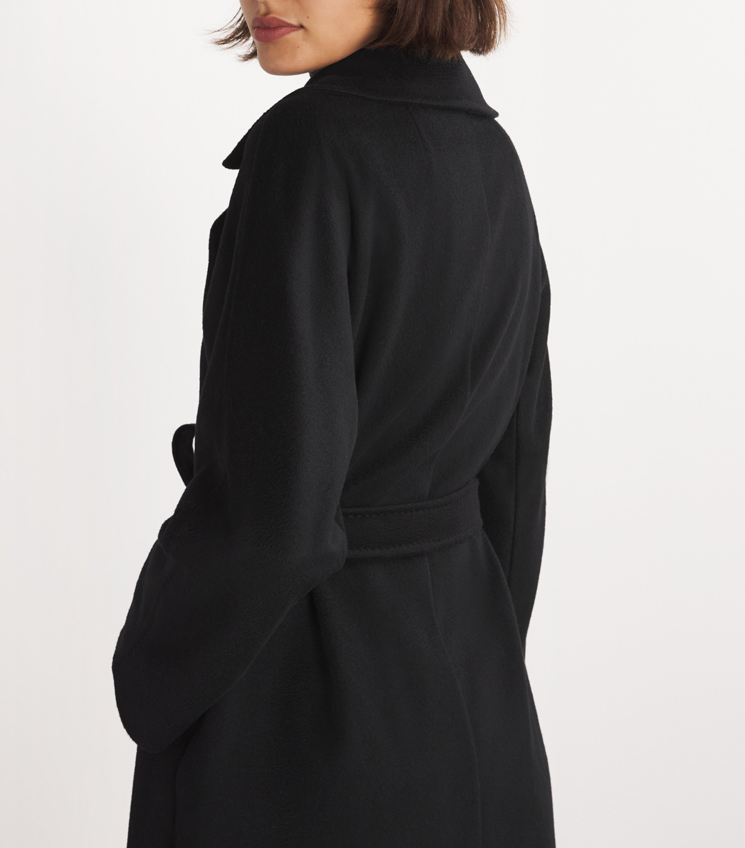 Weekend Max Mara Black Virgin Wool Belted Coat | Harrods US