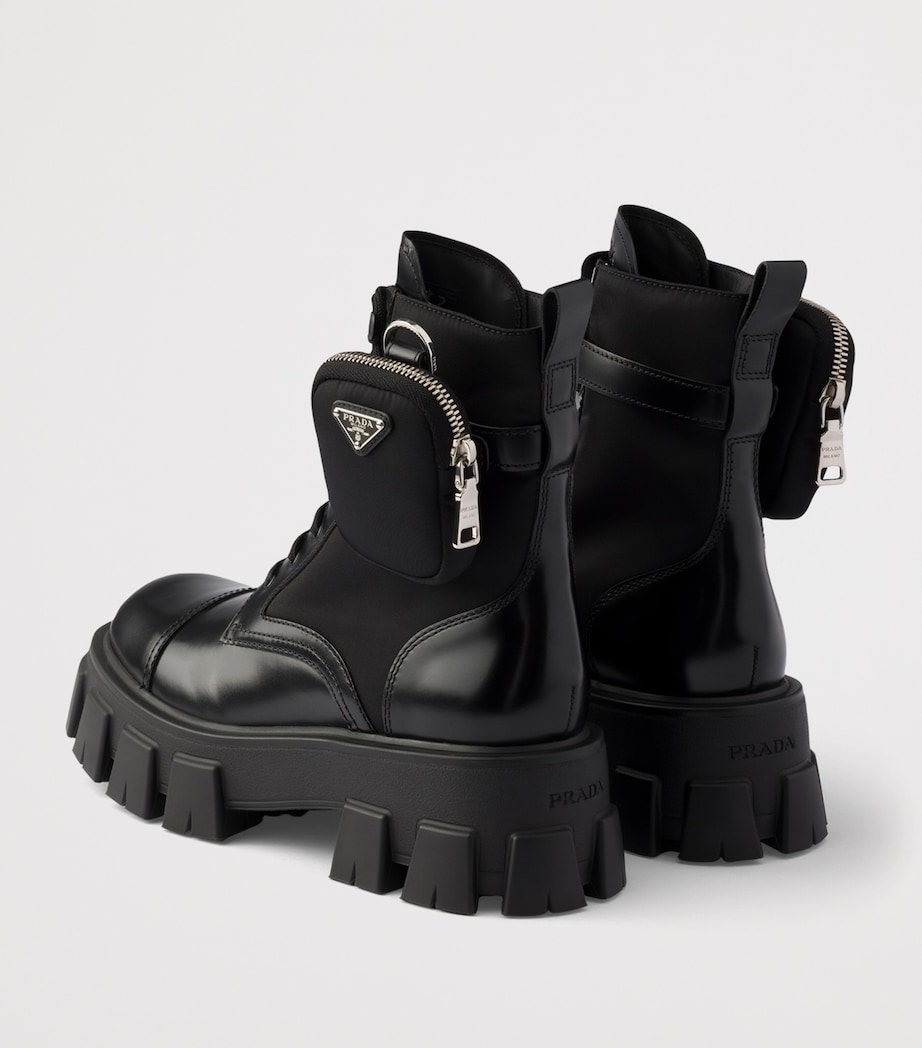 Prada Leather & Re-Nylon Monolith Boots Black Image 4