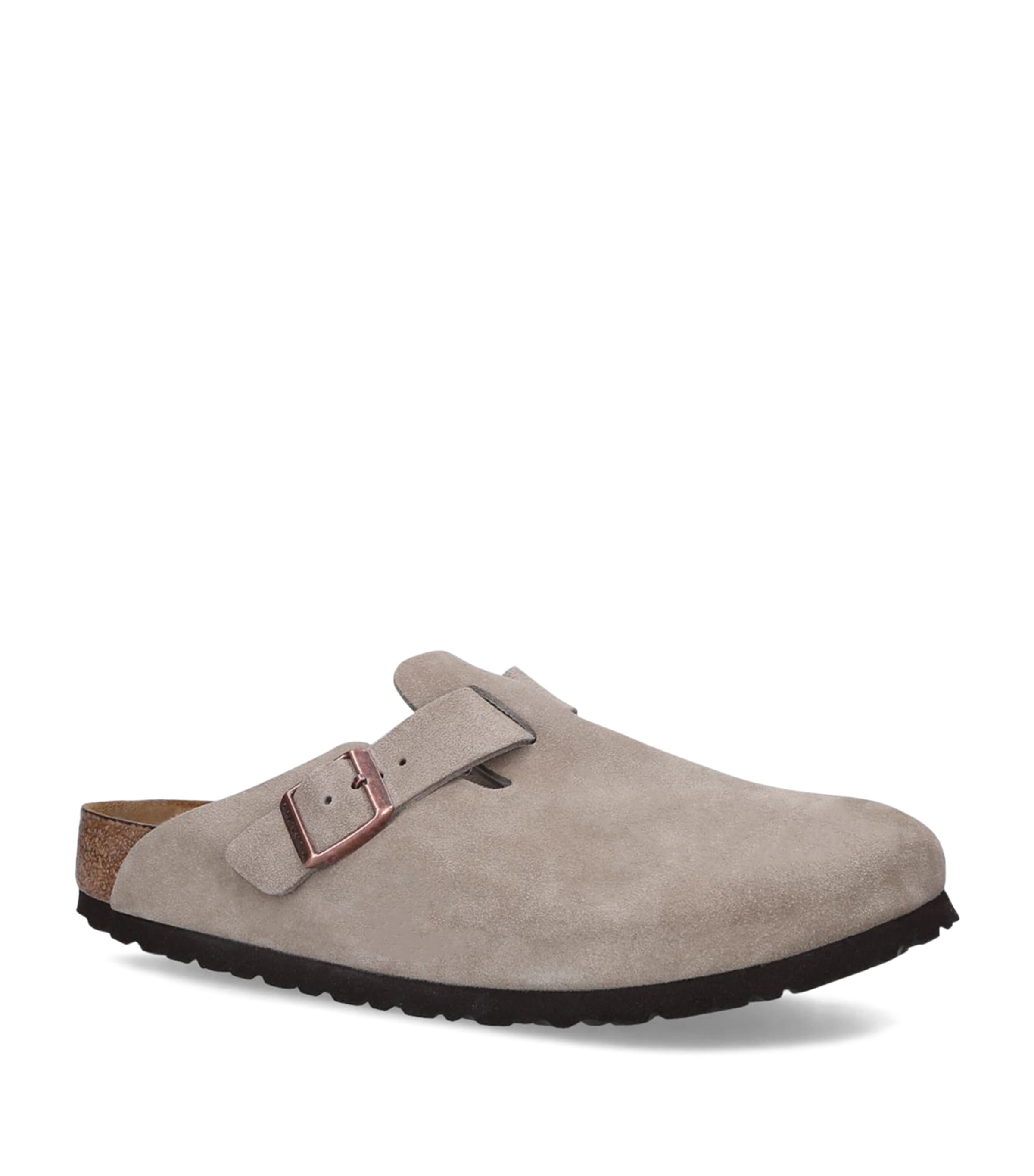 Birkenstock Suede Boston Clogs Taupe Image 1