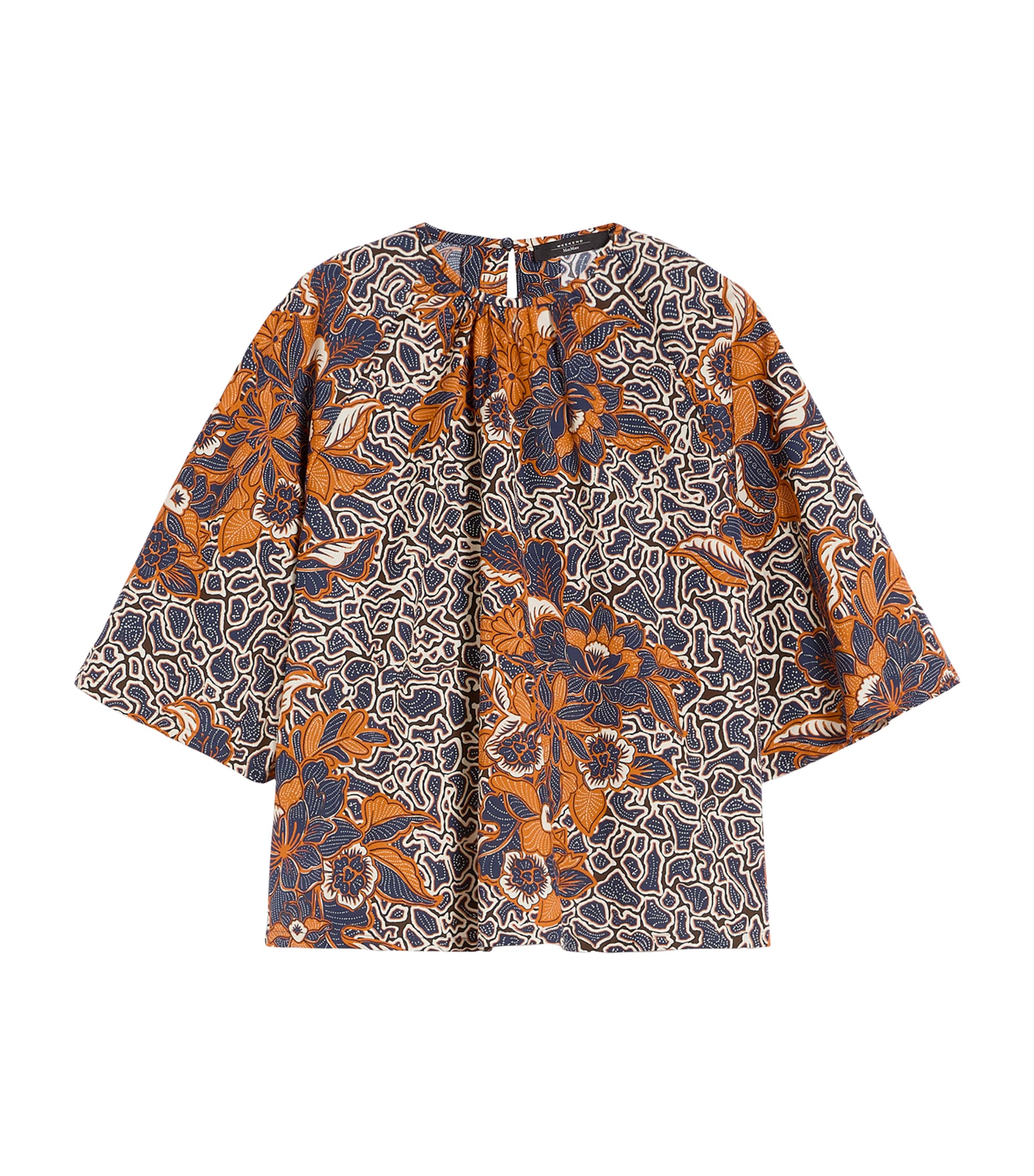 Weekend Max Mara Womens Cotton Floral Blouse Navy Image 1