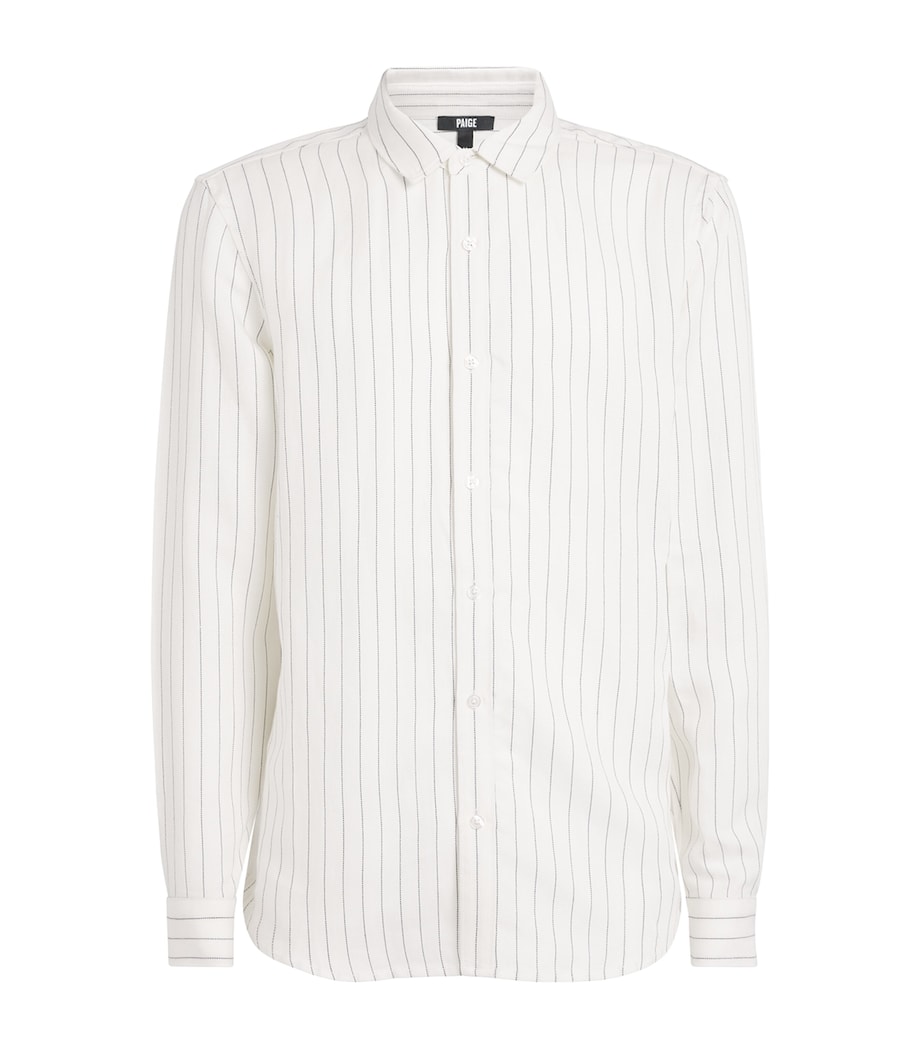 PAIGE Mens Linen-Blend Stripe Shirt Storm Stripe Image 1