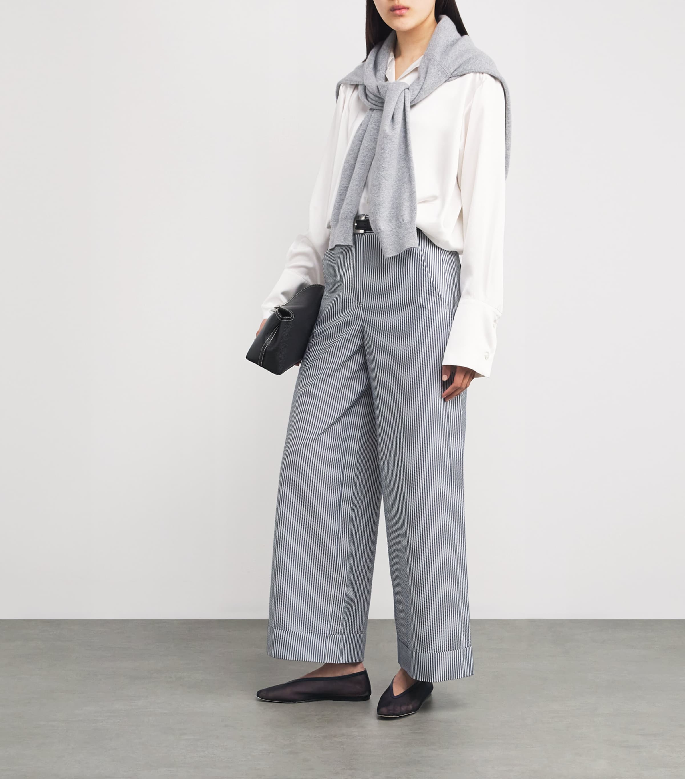 Stripe Wide-Leg Trousers NAVY/WHITE Image 2