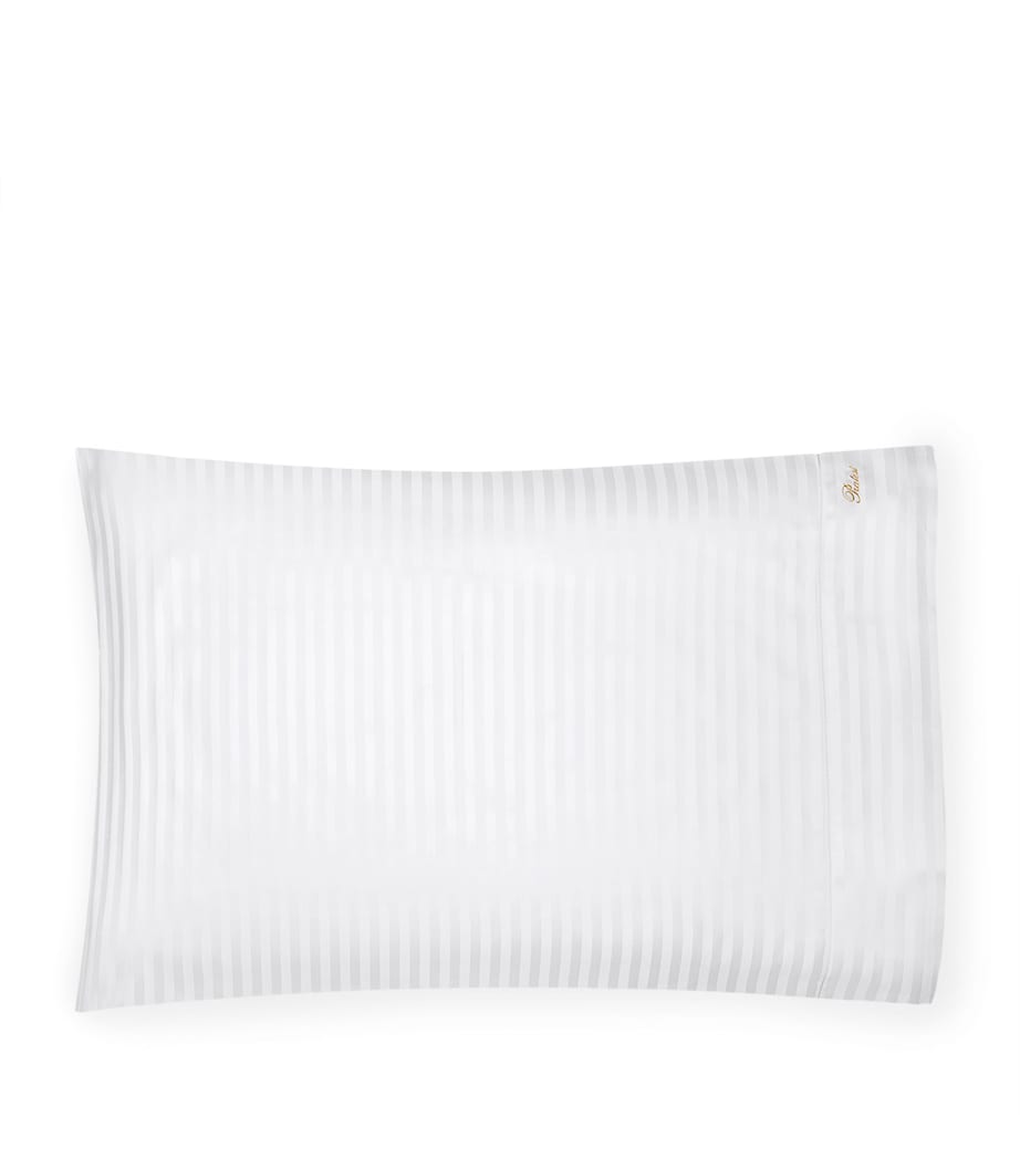 Pratesi Raso Rigato Bolster Pillowcase (13cm x 41cm) White Image 1