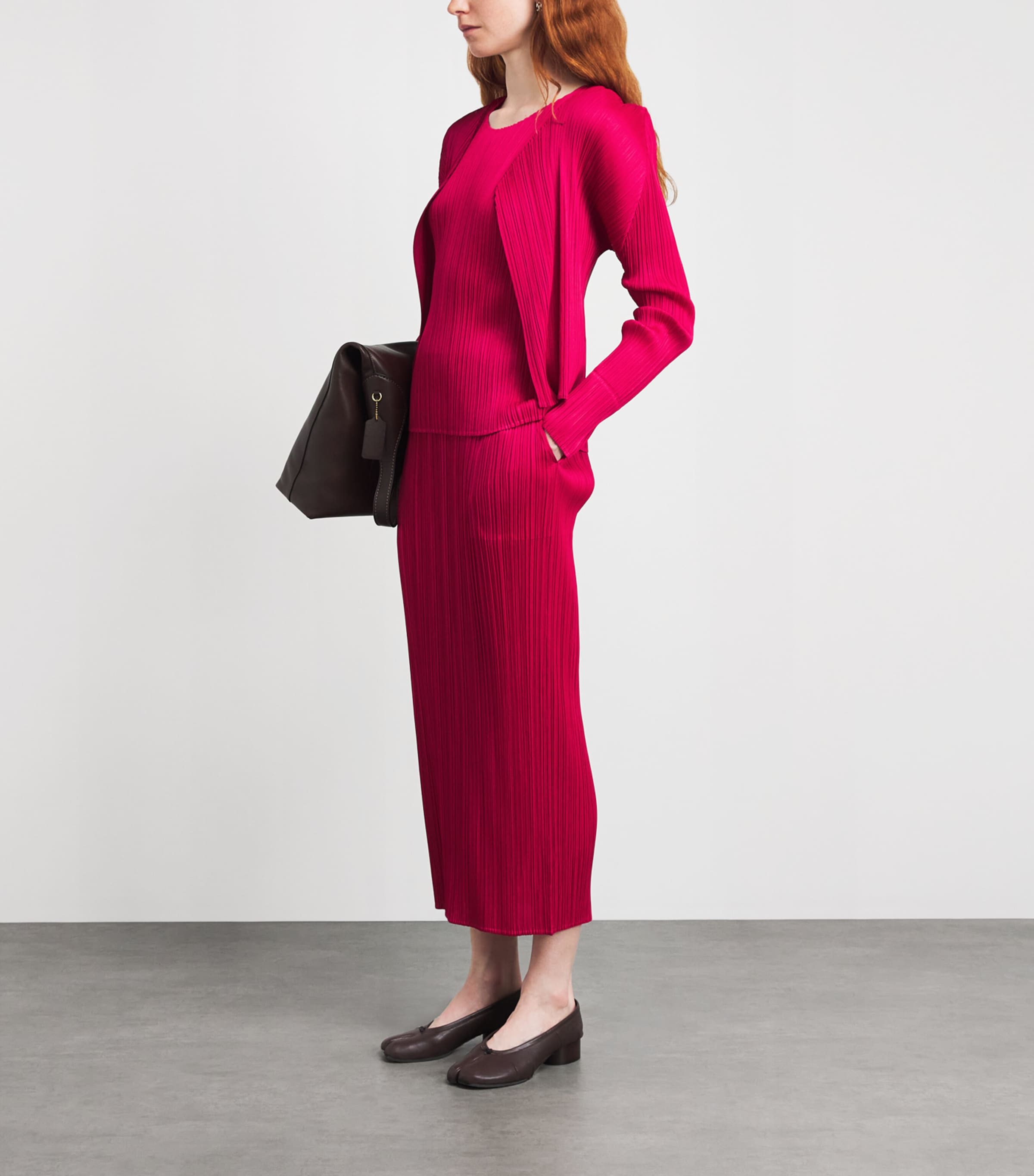 Issey Miyake Pleats Please New Colorful Basics Cardigan In Pink