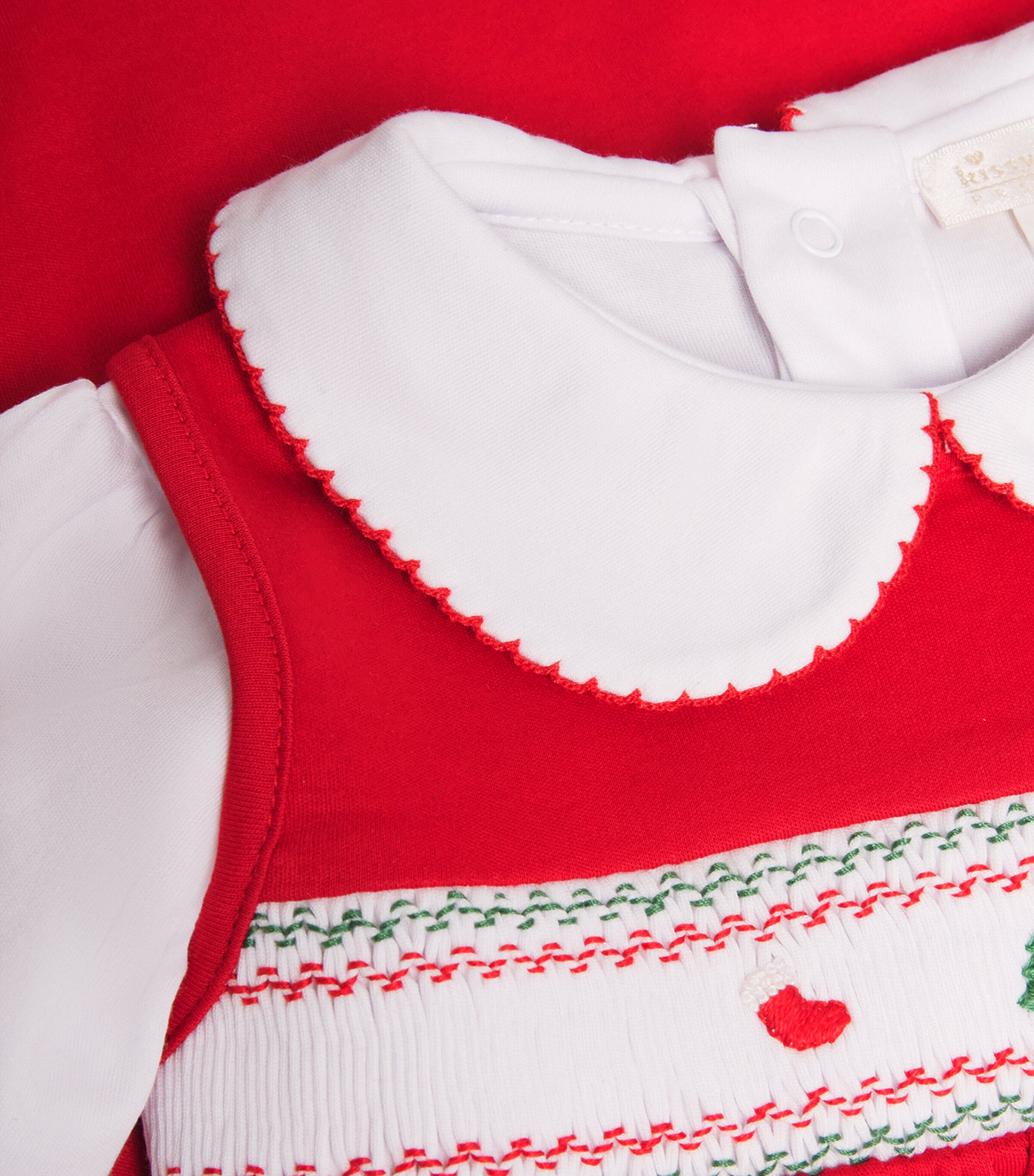Hand-Smocked Holiday Medley Dress and Bodysuit (Newborn-18 Months) K647RED/WHITE Image 3