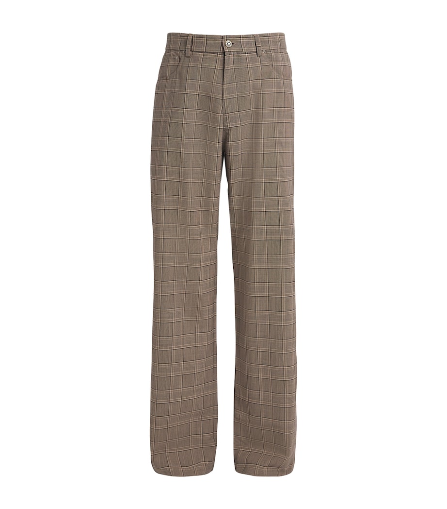 Virgin Wool-Blend Check Trousers BROWN CHECK Image 1