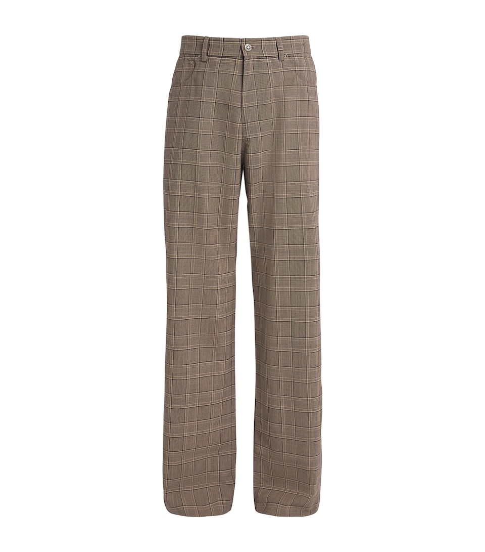 Virgin Wool-Blend Check Trousers