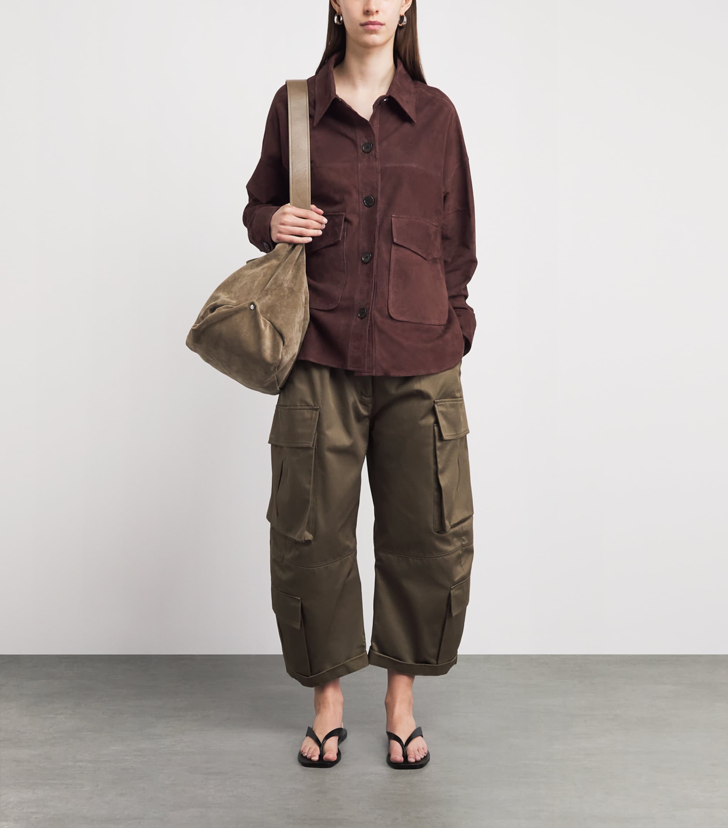 Arma Womens Goat Suede Emilla Shacket Mud Brown Image 2