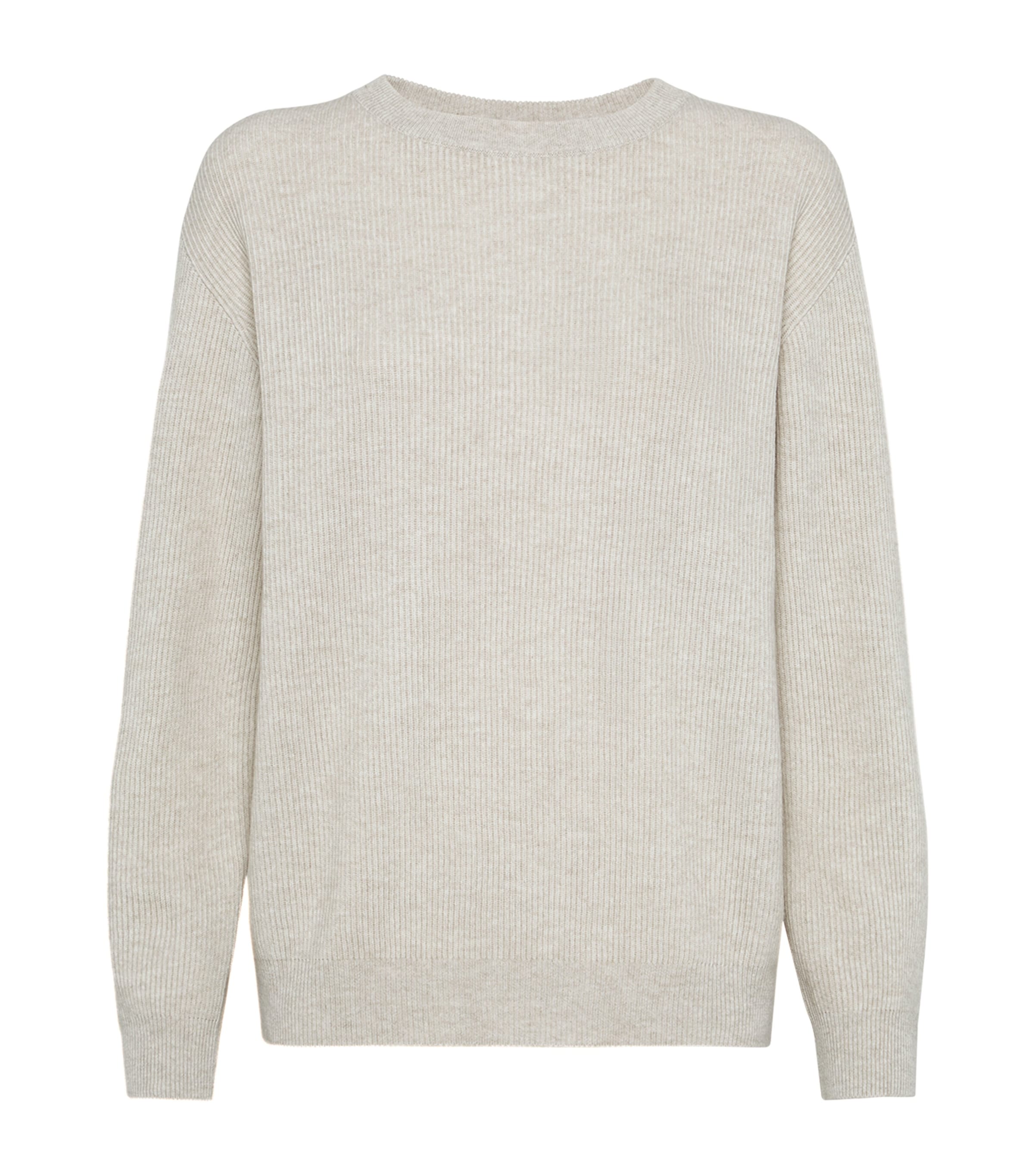 Brunello Cucinelli Cashmere English Rib Knit Sweater In Sand