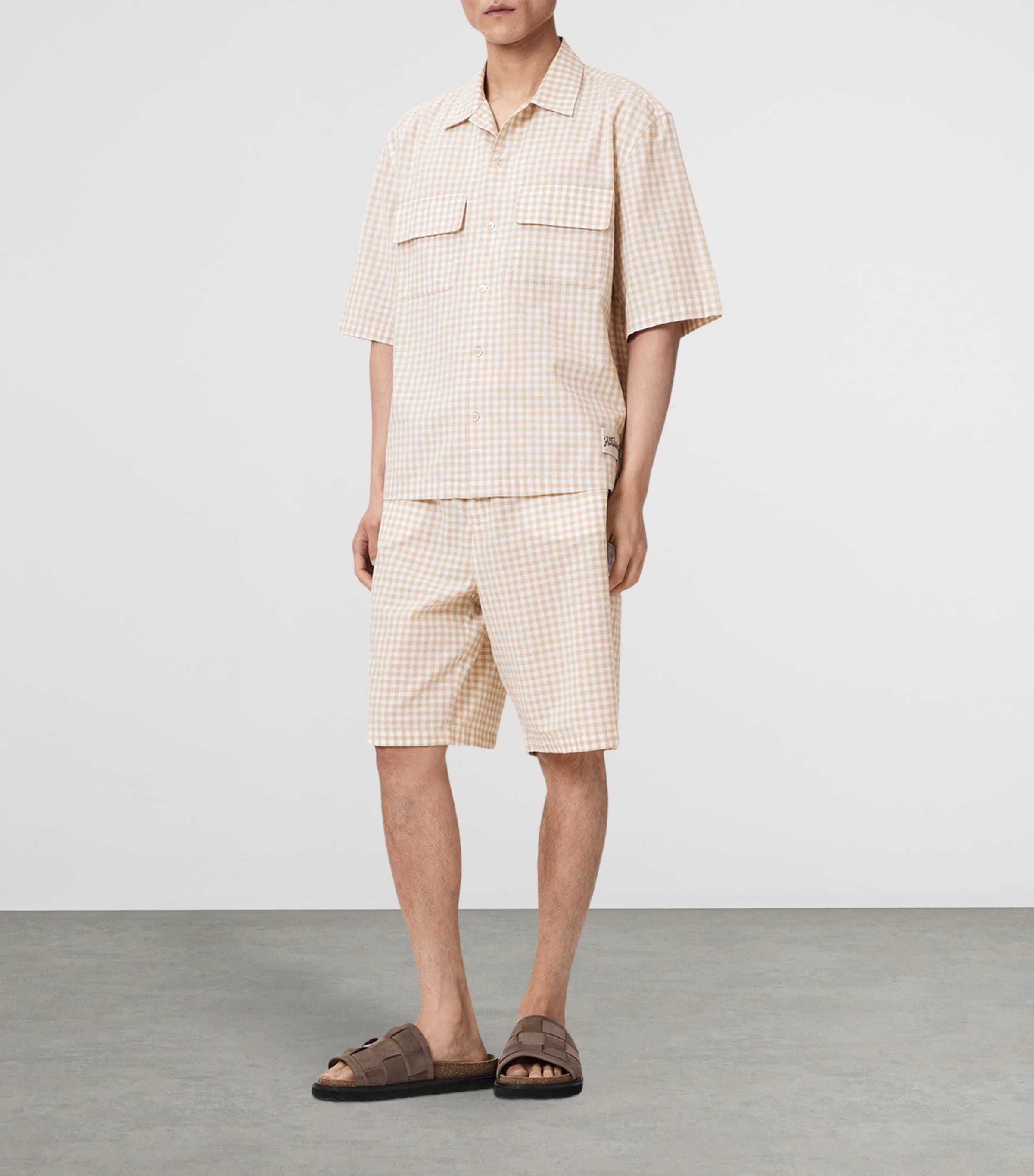AllSaints Mens Organic Cotton Check Rockland Shirt Desert Yellow Image 2