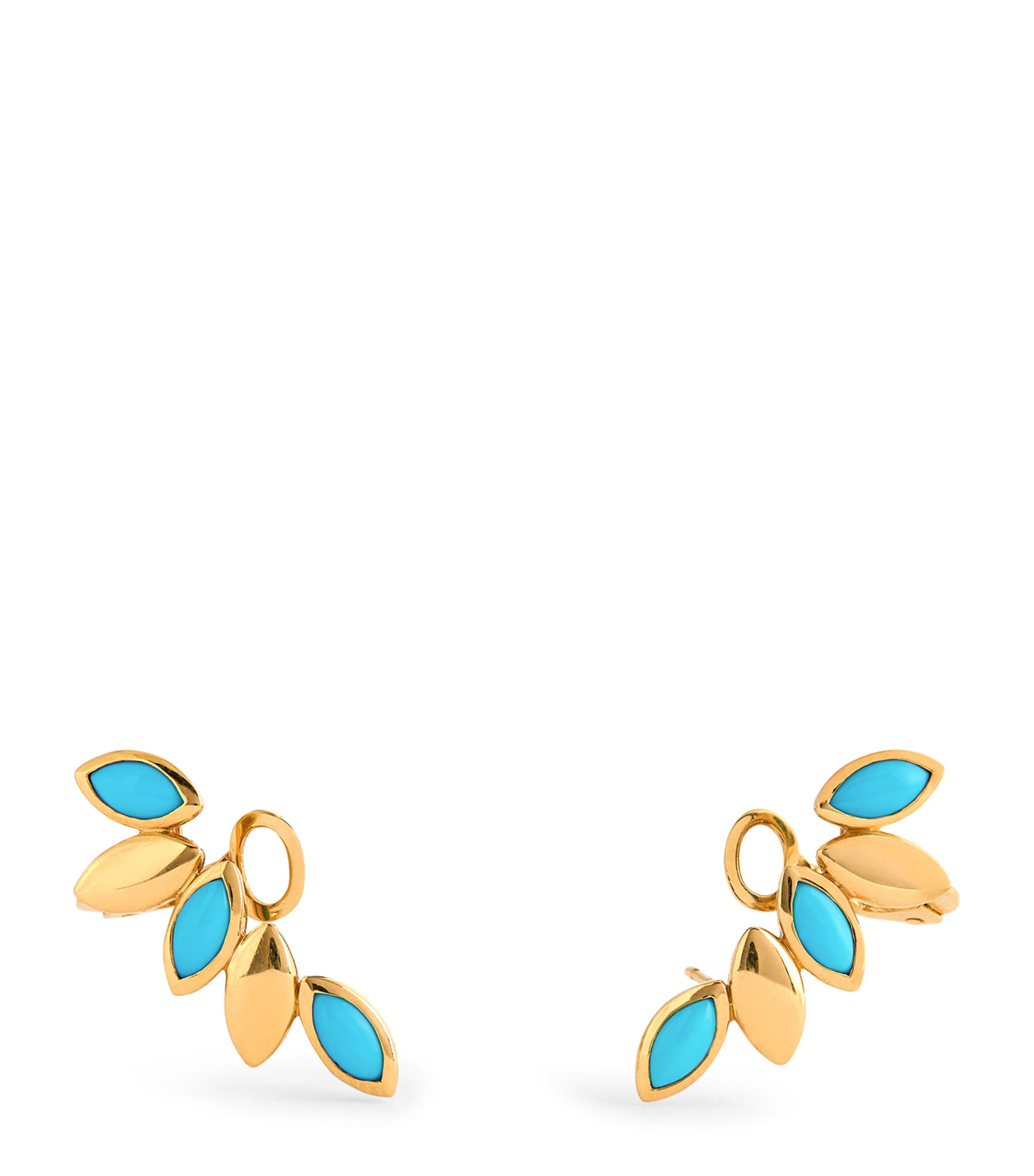 Netali Nissim Yellow Gold And Turquoise Navette Earrings