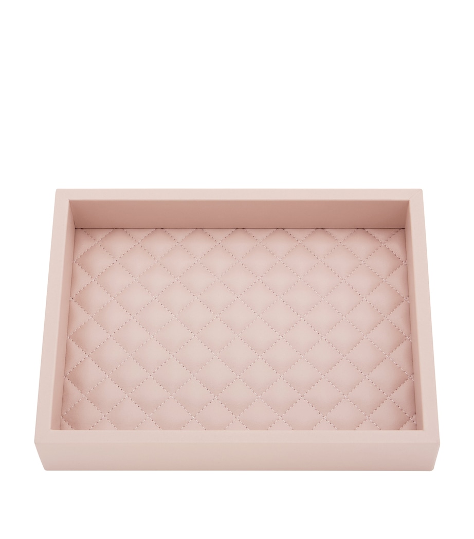 Quilted Leather Tray (18cm x 24cm) PINK Image 1