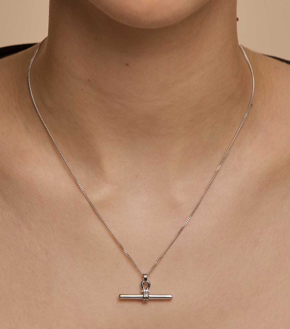Astrid & Miyu Rhodium-Plated Silver T-Bar Pendant Necklace Silver Image 2