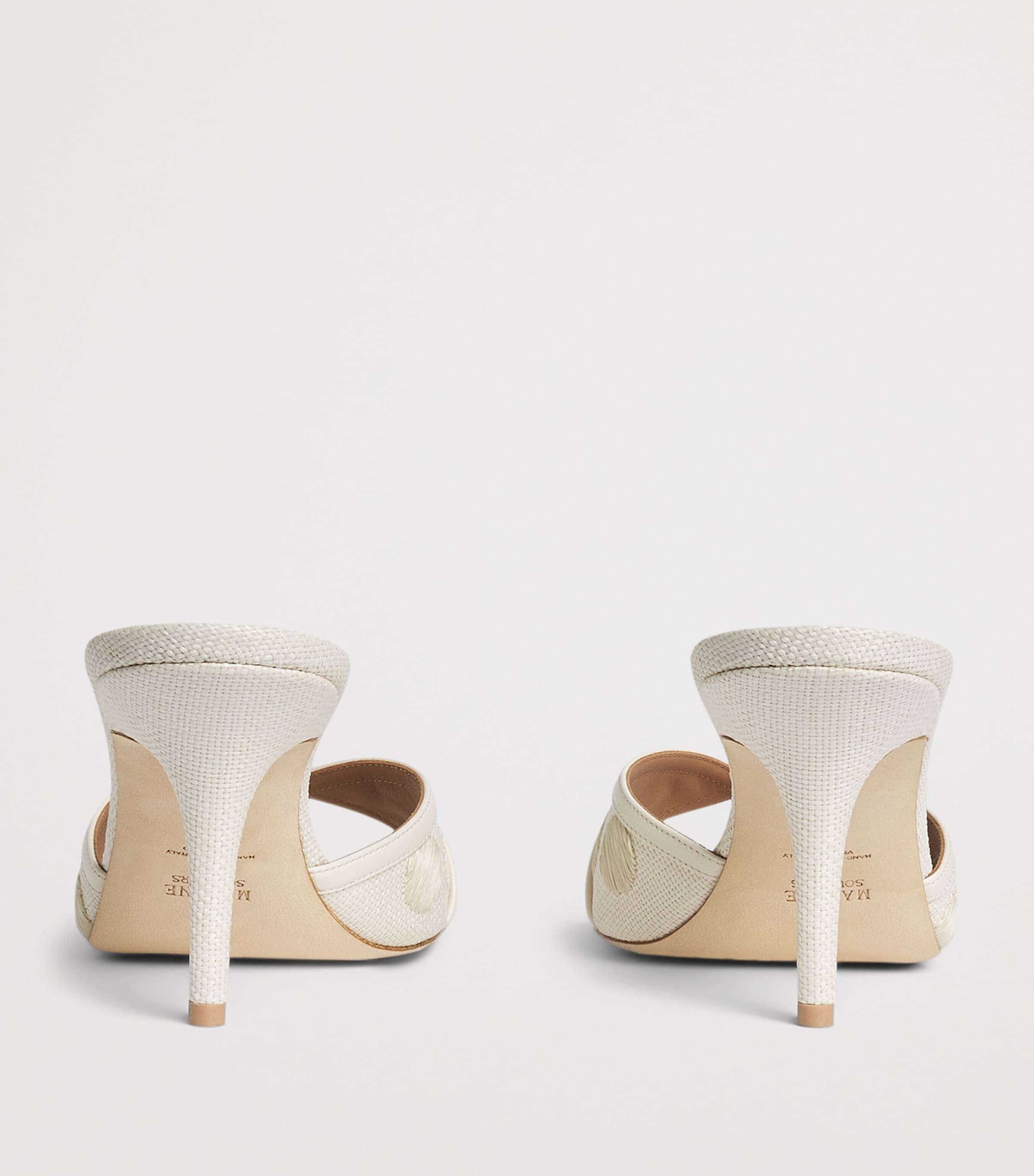 Malone Souliers Raffia-Leather Perla Mules 70 Beige Image 5