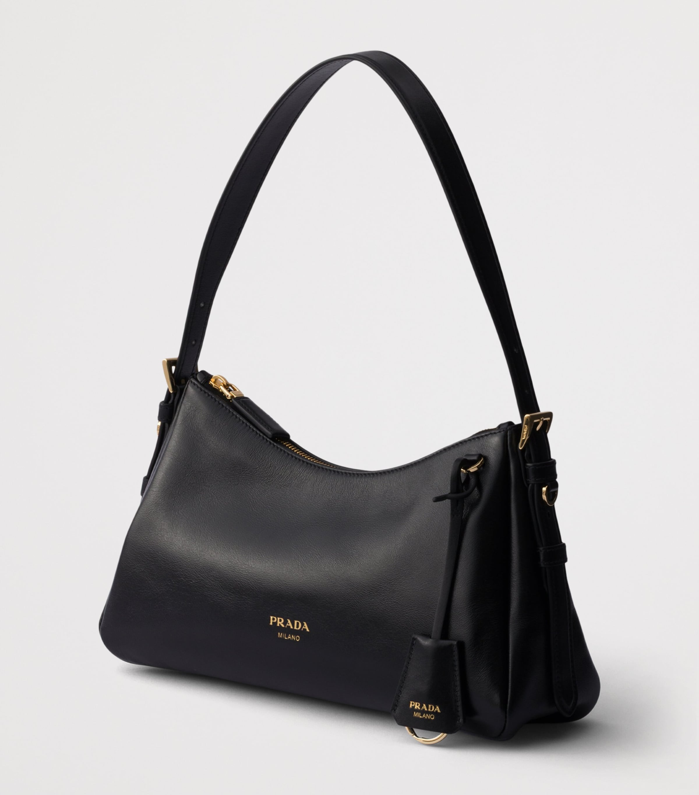 Prada Medium Leather Aimée Shoulder Bag Black Image 2