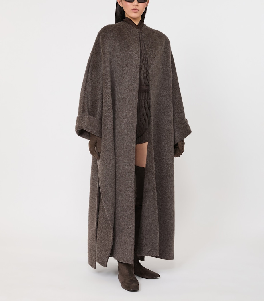 Max Mara Womens Camel Wool-Mohair Coat Mud Image 3