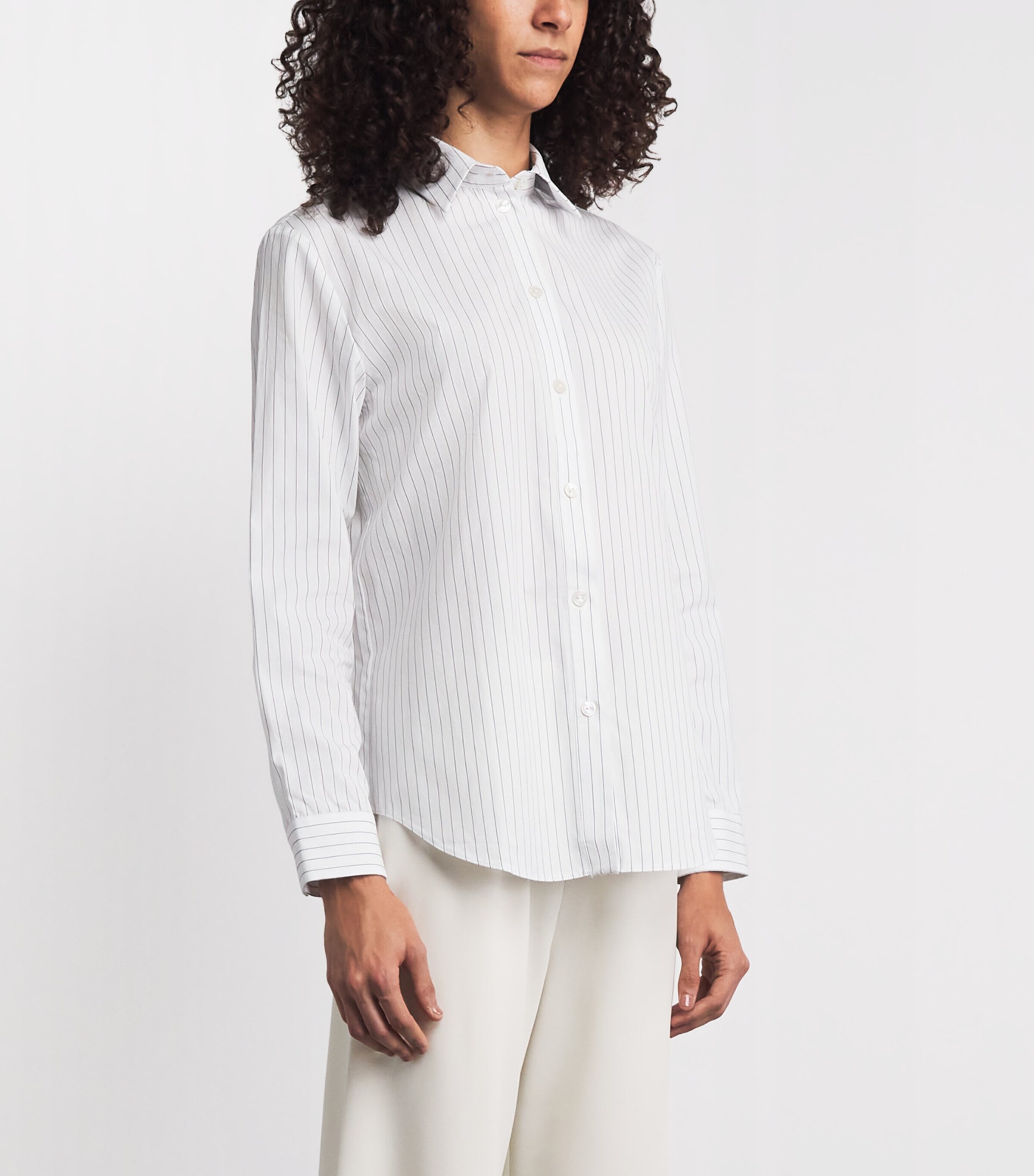 MM Womens Cotton Stripe Shirt Optical White Image 4