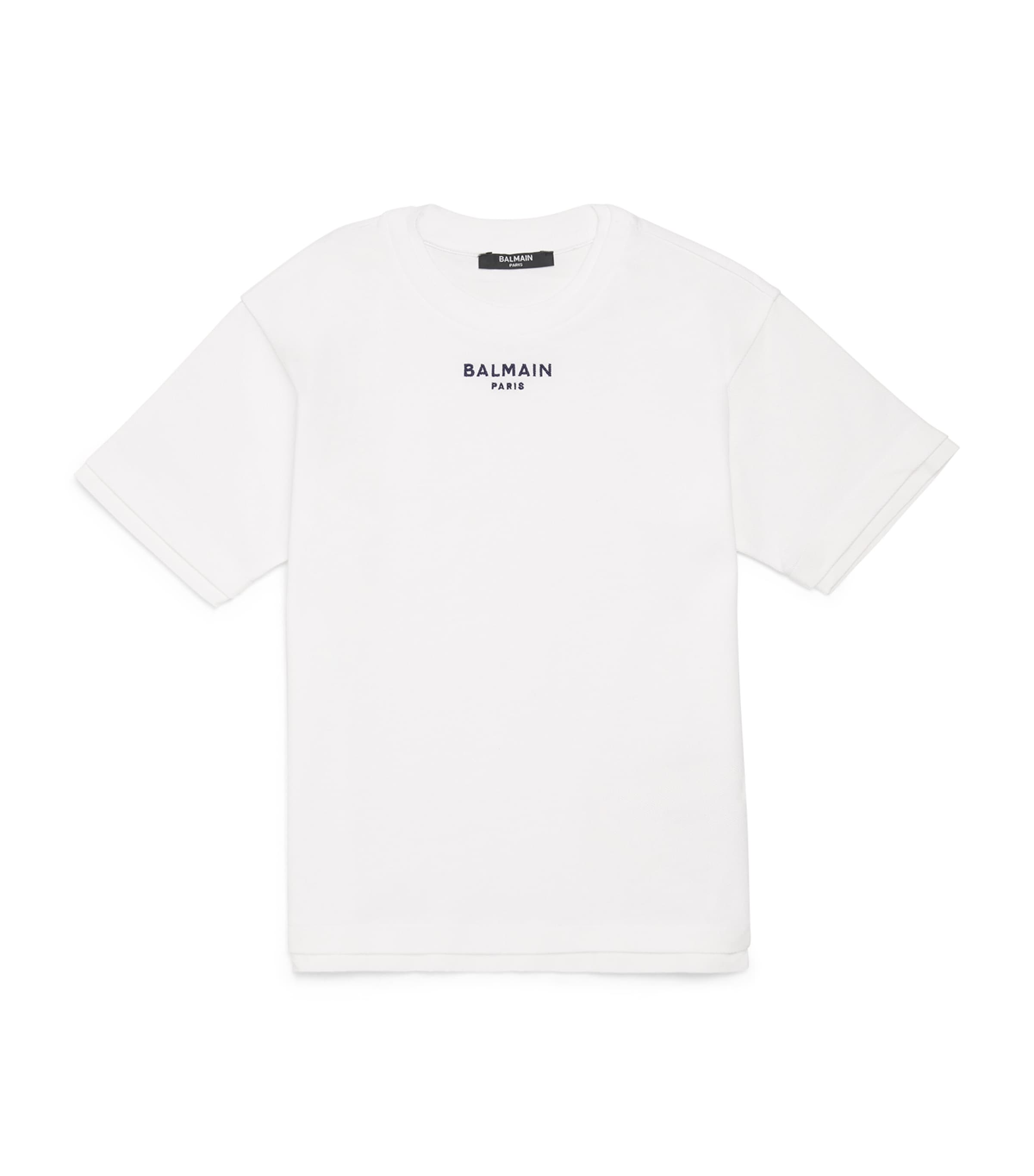 Balmain Kids Cotton Logo T-Shirt (4-14 Years) White/blue Image 1