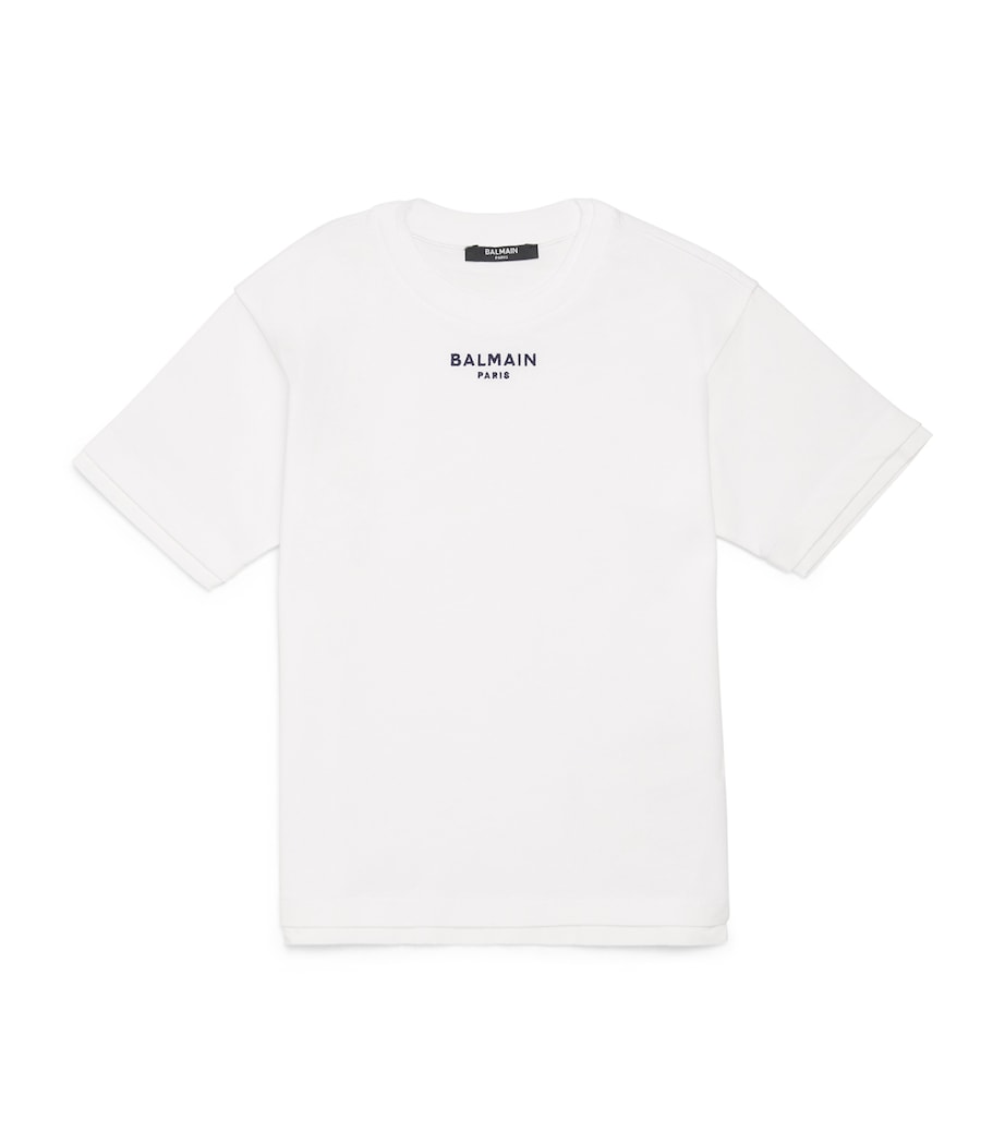 Balmain Kids Cotton Logo T-Shirt (4-14 Years) White/blue Image 1
