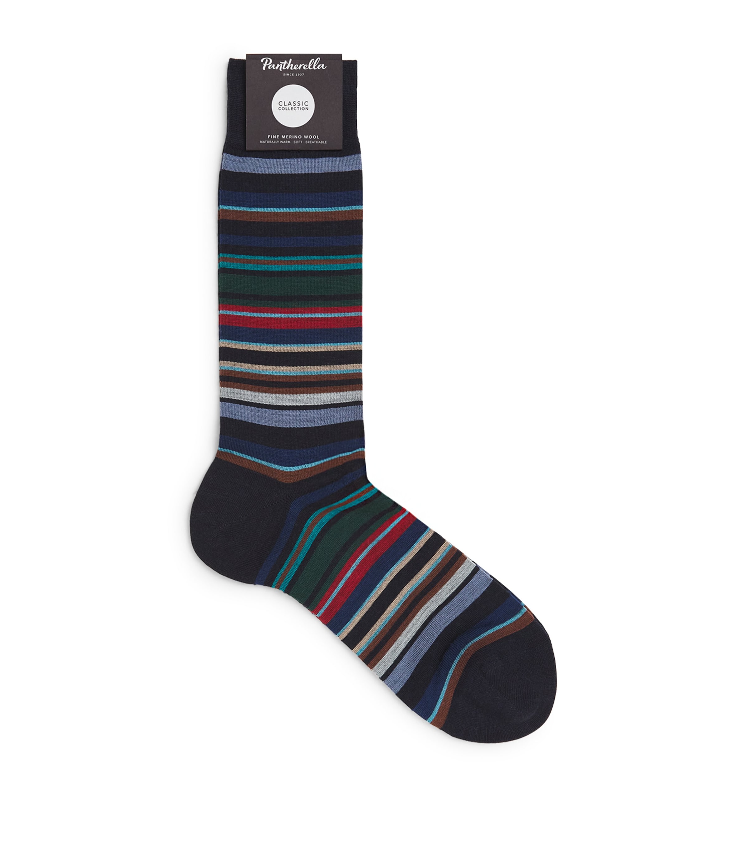 Pantherella Merino Wool-blend Striped Quakers Socks