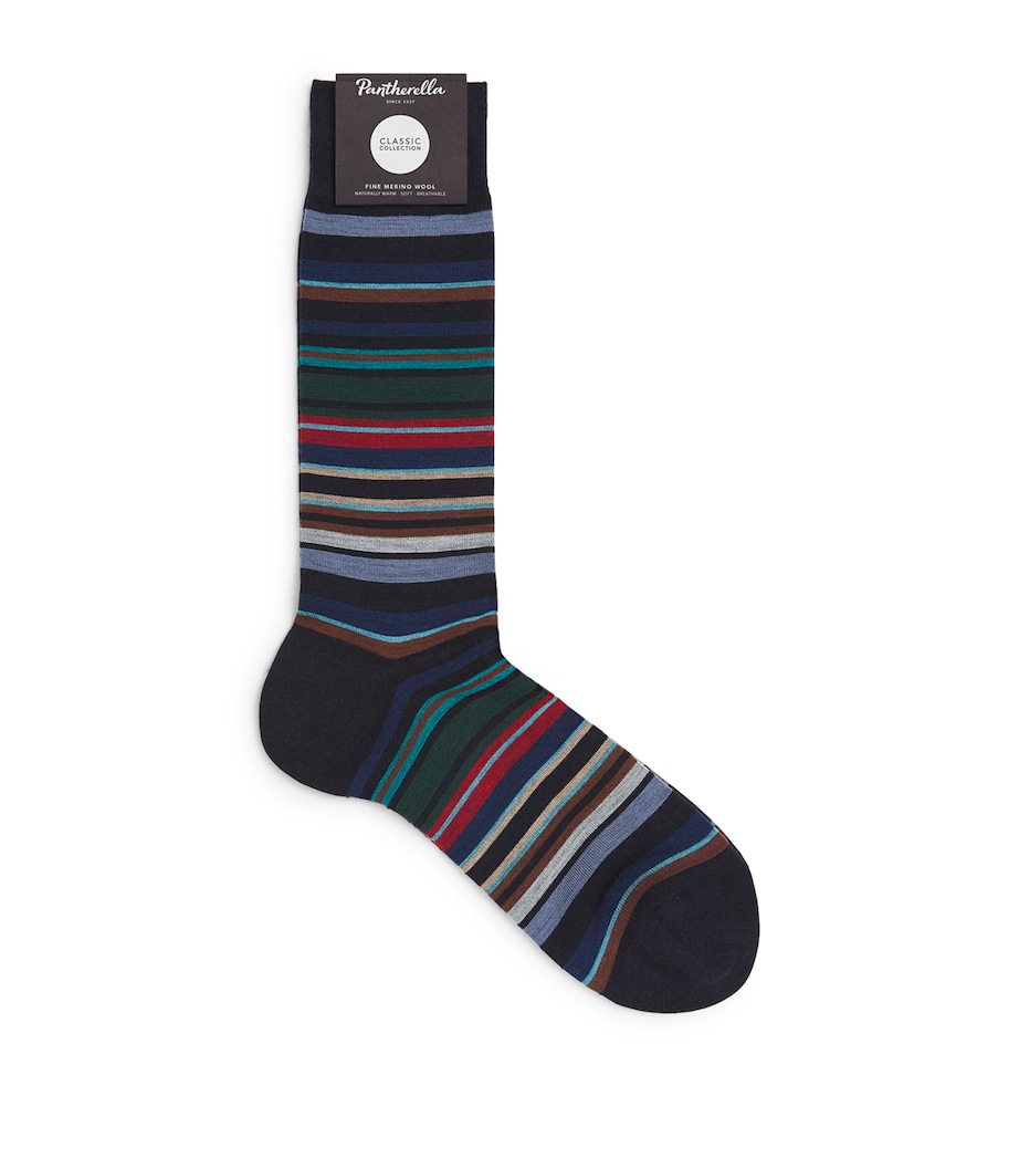 Merino Wool-Blend Striped Quakers Socks NAVY 09 Image 1