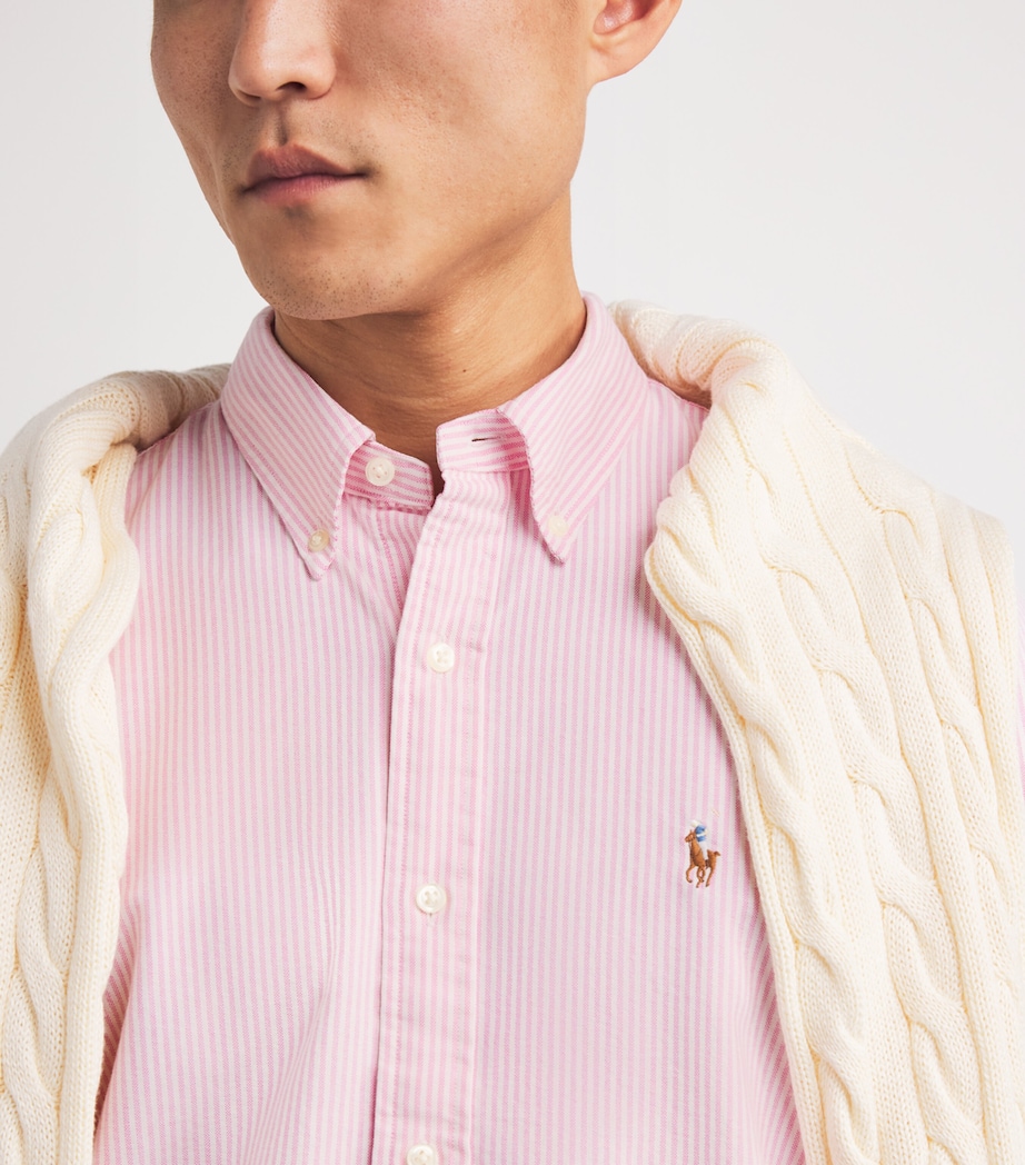 Cotton Striped Oxford Shirt PINK MU Image 6